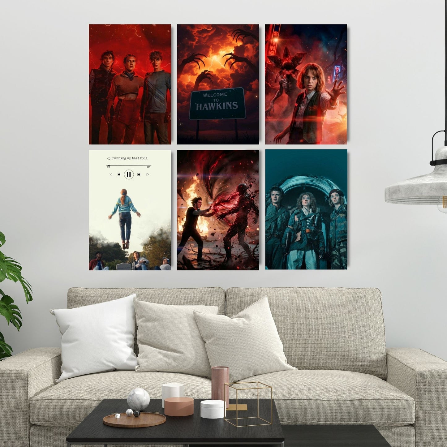 Aonami Stranger Things Series Poster Pack A4 Pack of 6 Posters 300 GSM Matte Paper Glue Dots Included Stranger Things Room Poster Collection For Bedroom Study Room Office Wall Decor Netflix Art