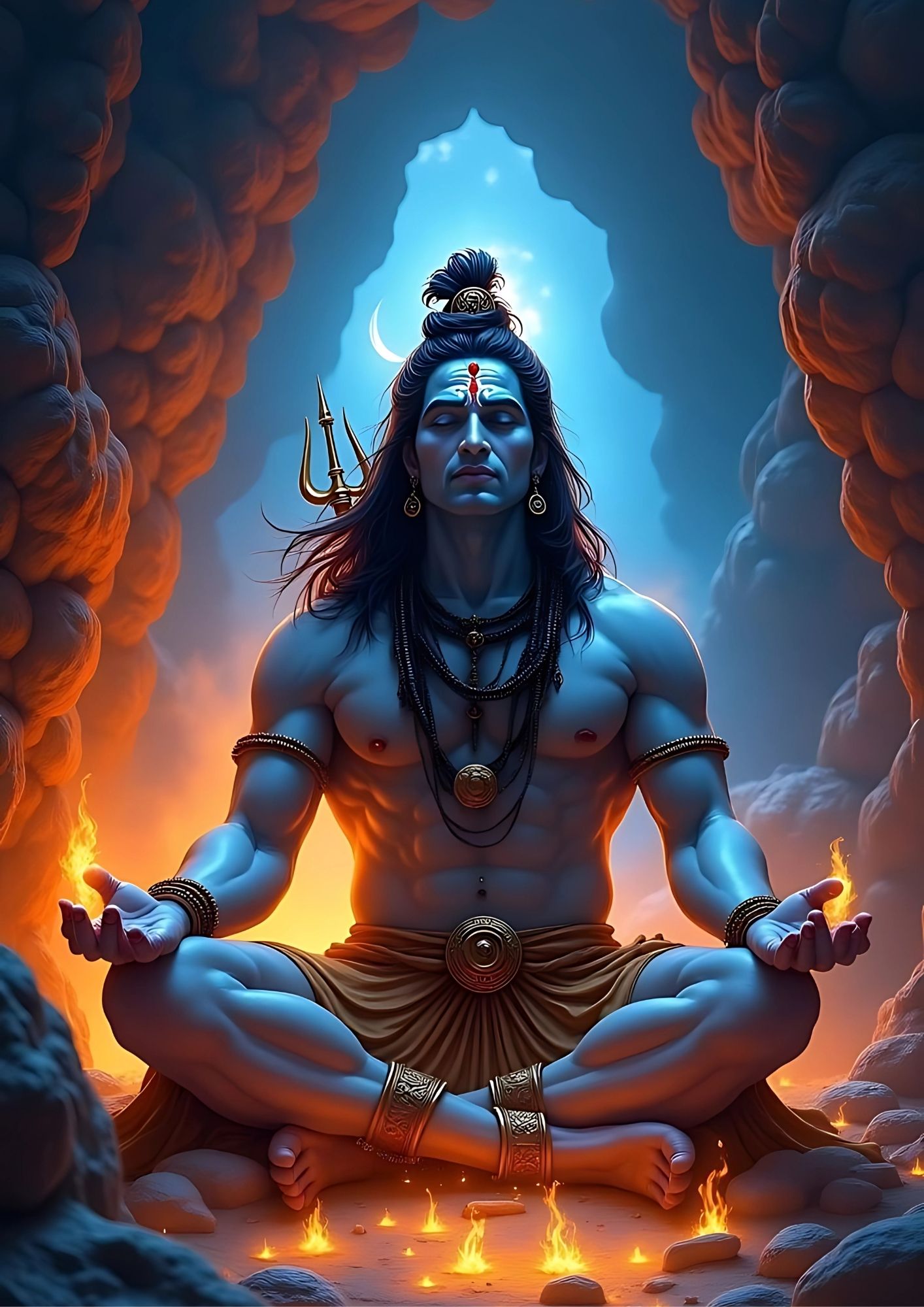 Posters Inc Pack of 6 Lord Shiva Mahadev Posters, Aesthetic Wall Stickers, A4 Size, 300 GSM Matte Paper, Glue Dots Included