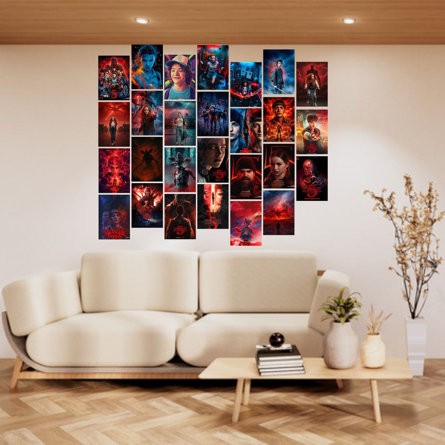 Posters Inc A6 Size Pack Of 27 Stranger Things Wall Art Featuring Hawkins Theme Decor Retro Neon Aesthetic Netflix Series Collectible Includes Glue Dots