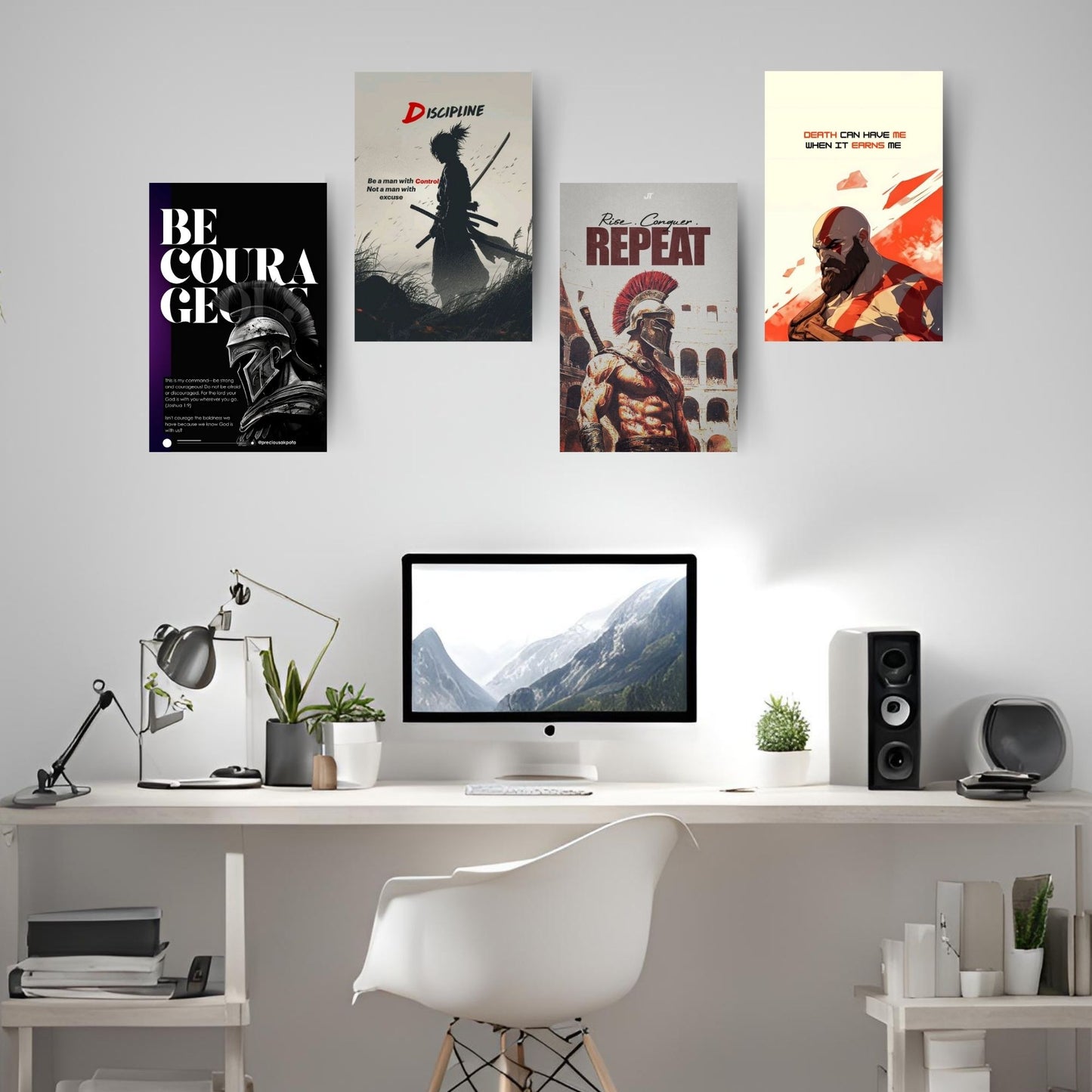Posters Inc A4 Motivational Posters Pack Of 6 Printed On 300 Gsm Matte Paper With Glue Dots Included Posters For Wall Home Office Study Bedroom Discipline Courage Focus Theme