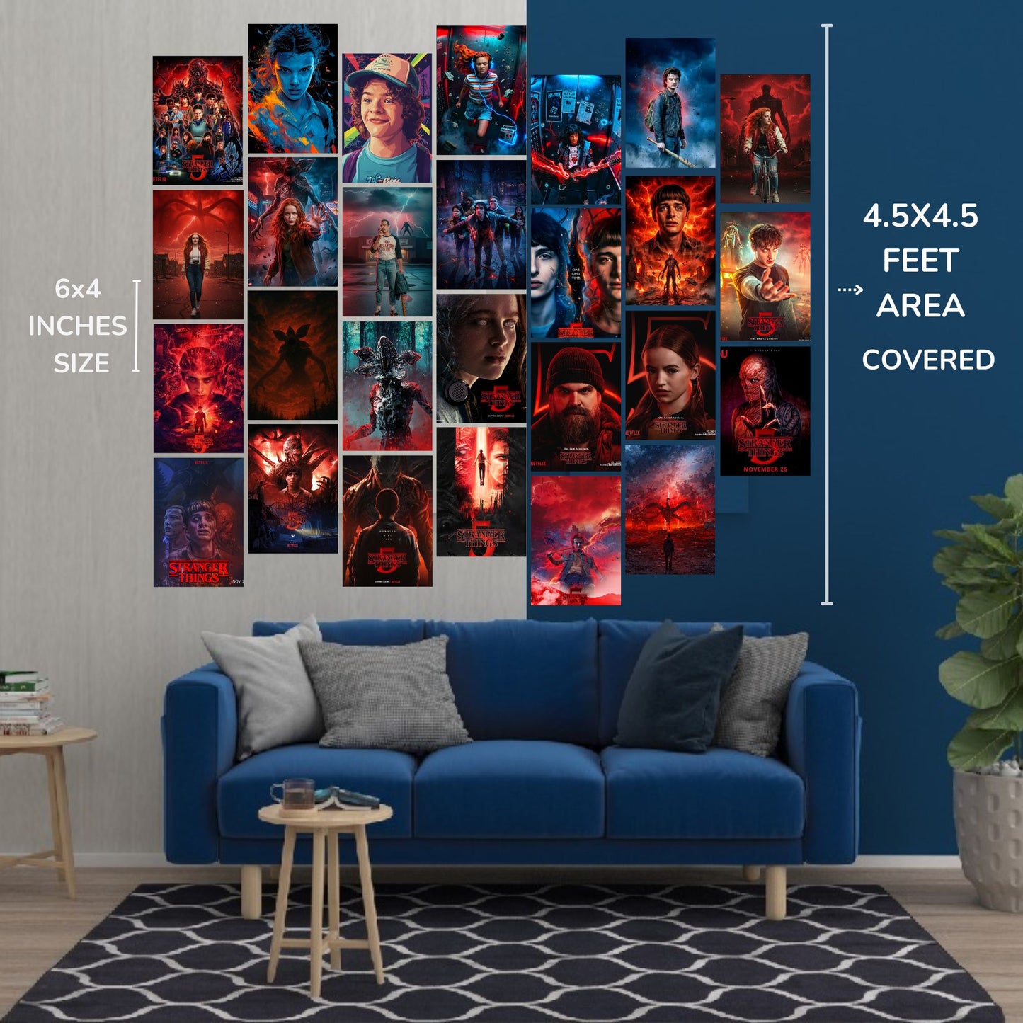 Posters Inc A6 Size Pack Of 27 Stranger Things Wall Art Featuring Hawkins Theme Decor Retro Neon Aesthetic Netflix Series Collectible Includes Glue Dots