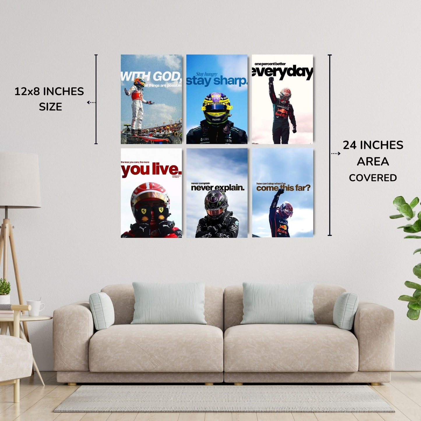 Posters Inc A4 Posters For Wall F1 Racing Design Poster Set Of 6 Printed On 300 Gsm Matte Paper With Glue Dots Included For Room Decor Study Office Setup