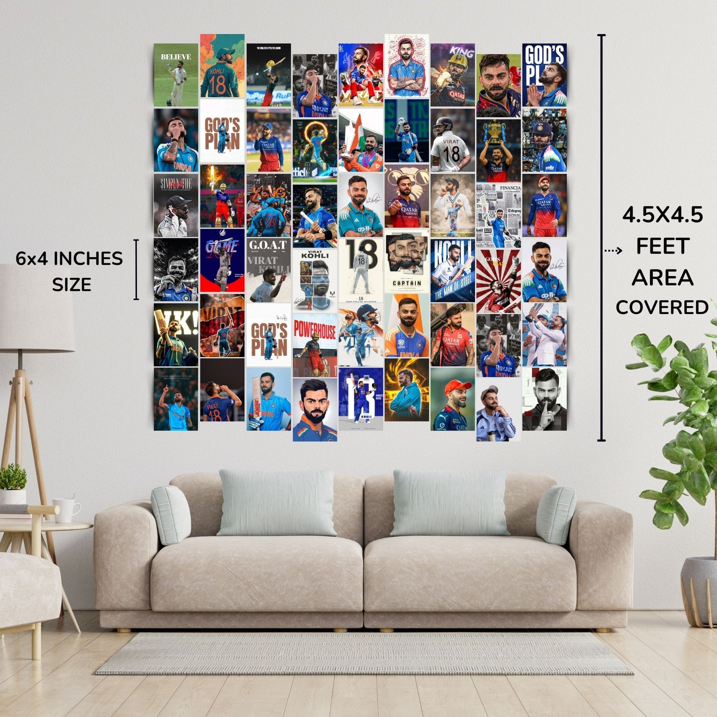 Posters Inc Virat Kohli Poster For Room A6 Size Pack Of 54 Posters Printed On 300 Gsm Matte Paper With Glue Dots Included Wall Decoration Poster Cricket Posters Room Virat Kohli Decor Wall Posters