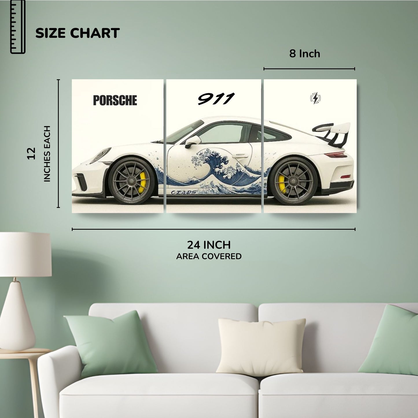 Posters Inc A4 Split Car Posters Set Of 4 On 300 Gsm Matte Paper With Glue Dots Included For Room Decor Porsche 911 Wall Poster Set For Bedroom Office Study Space