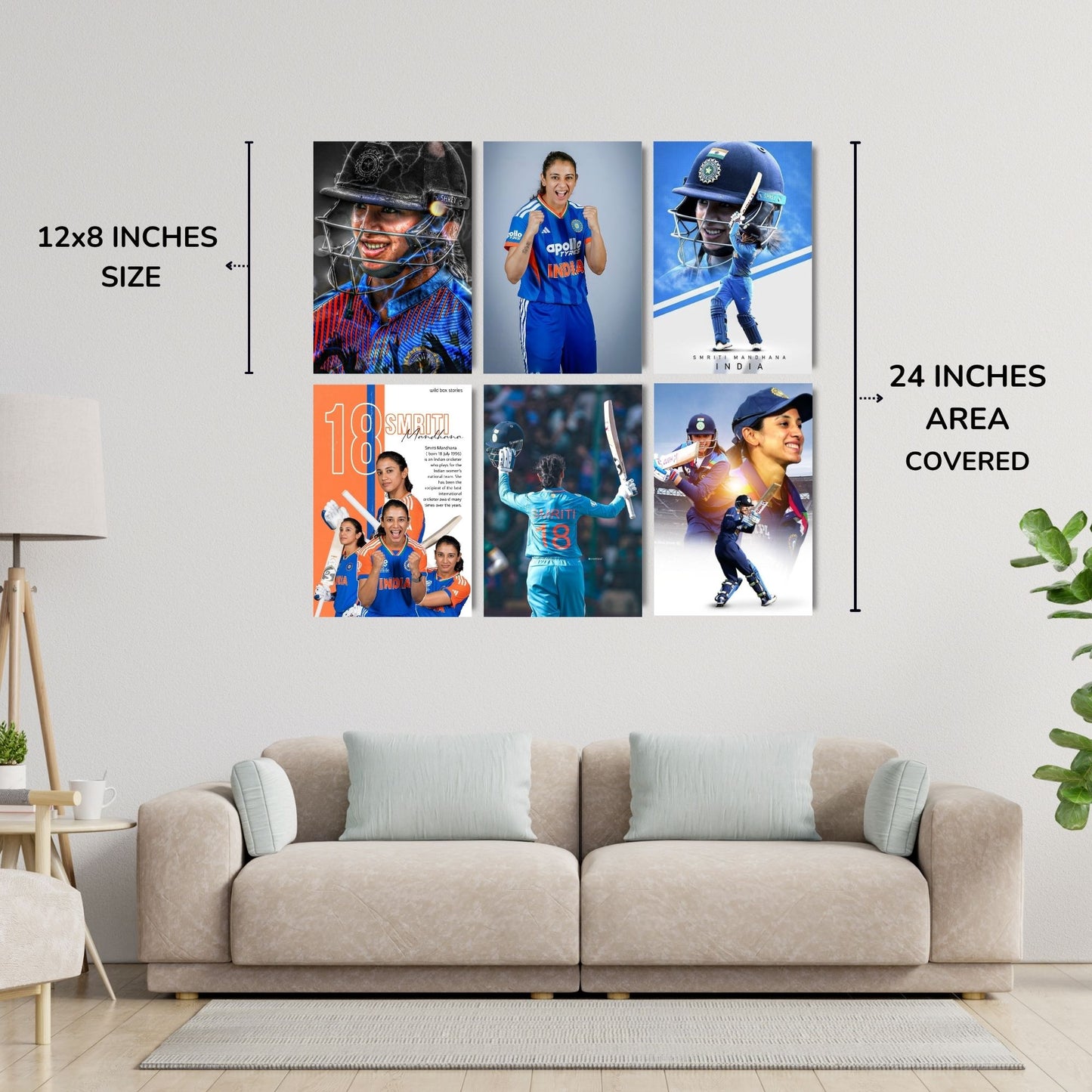 Posters Inc Smriti Mandhana Rcb Women Posters For Room A4 Size Pack Of 6 Posters 300 Gsm Matte Paper Wall Decoration Poster Set With Glue Dots Included For Home Office