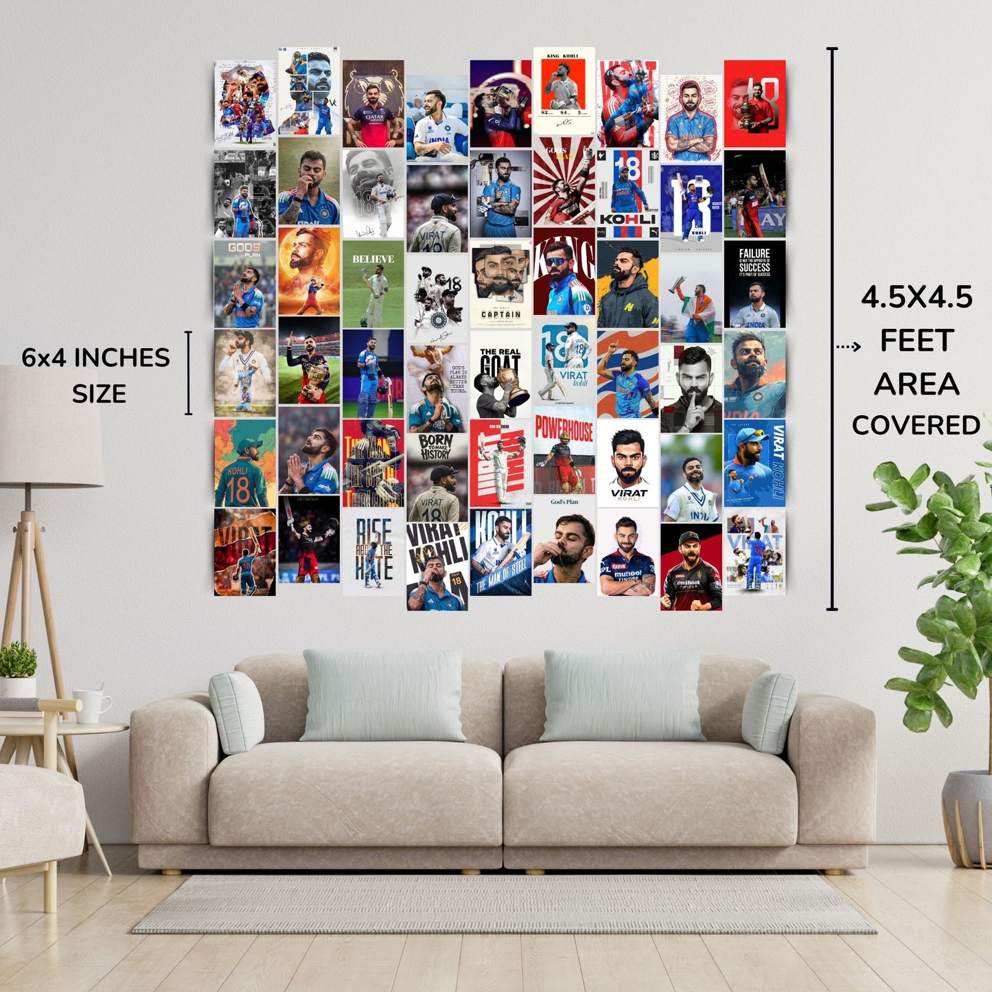 Posters Inc Virat Kohli A6 Size Wall Posters Pack Of 54 With Glue Dots Included 300 Gsm Matte Paper Premium Print For Room Decor Cricket Theme Wall Decoration Posters For Home Office Study