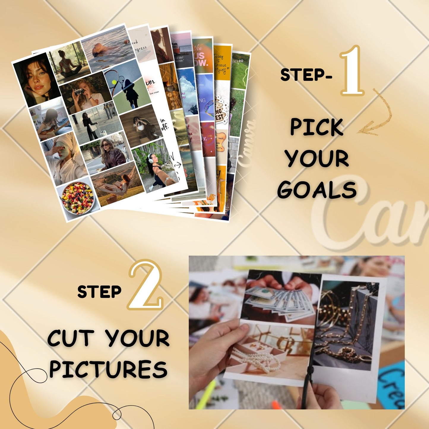 Posters Inc 2026 Vision Board for Manifestation Wall Posters 205 Elements Pack of 12 A4 Size 300 GSM Matte Paper for Wall, Bedroom, Hostel Motivational Life Goals Quotes Daily Affirmations Collection For Girls With Glue Dots Adhesive