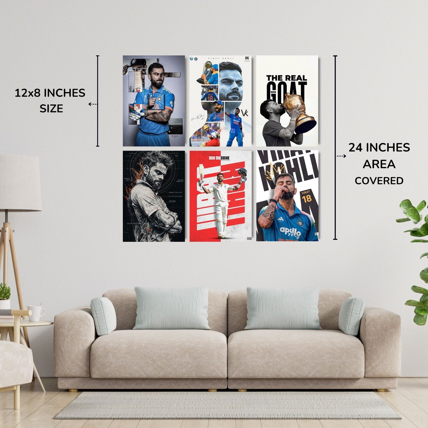 Posters Inc Virat Kohli Poster For Room A4 Size Pack Of 6 Posters Printed On 300 Gsm Matte Paper With Glue Dots Included Virat Kohli Wall Poster Set Of 6 Cricket Posters Room Decoration