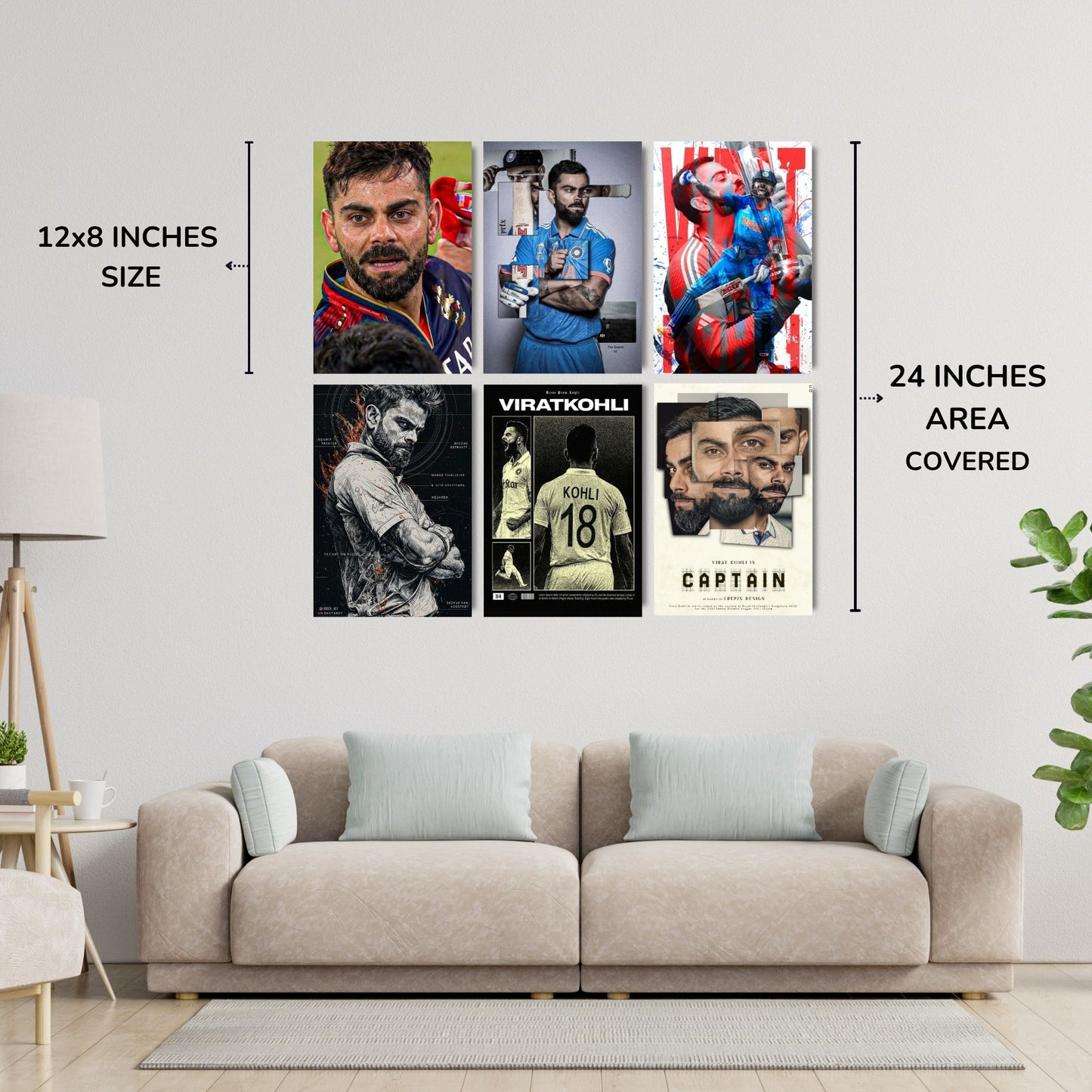 Posters Inc Virat Kohli Cricket Wall Poster A4 Size Pack Of 6 Printed On 300 Gsm Matte Paper With Glue Dots Included Posters For Room Aesthetic Sports Decor For Living Room