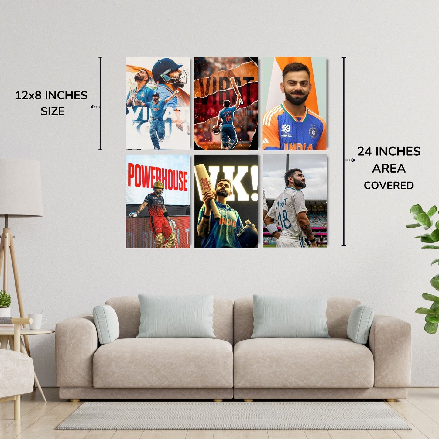 Posters Inc Virat Kohli Wall Poster Set Of 6 A4 Size Posters Printed On 300 Gsm Matte Paper With Glue Dots Included Posters For Room Cricket Theme Wall Decoration For Bedroom Study Room