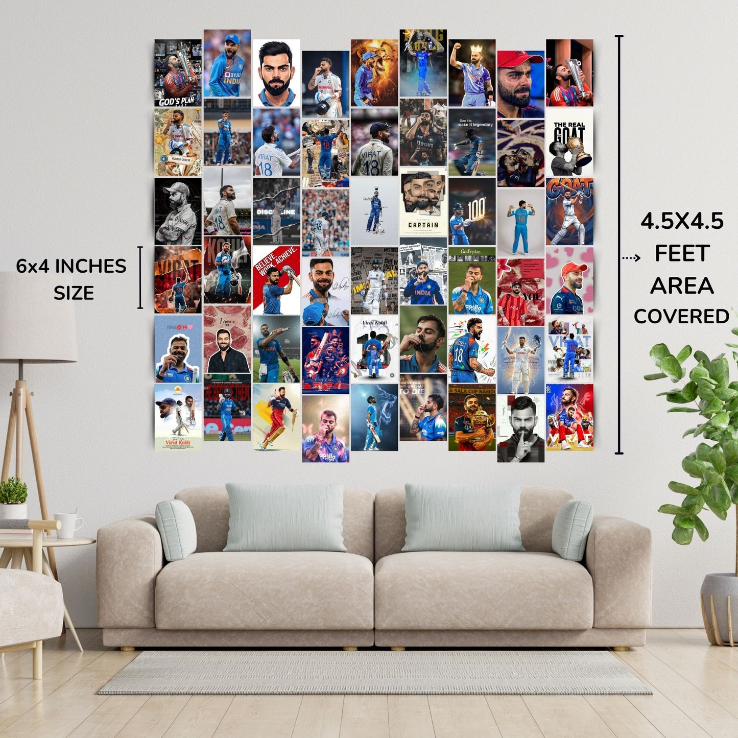 Posters Inc Virat Kohli Poster For Room A6 Size Pack Of 54 Posters With Glue Dots Included 300 Gsm Matte Paper Premium Cricket Wall Posters Set For Bedroom Study Office Virat Kohli Decor Wall Posters