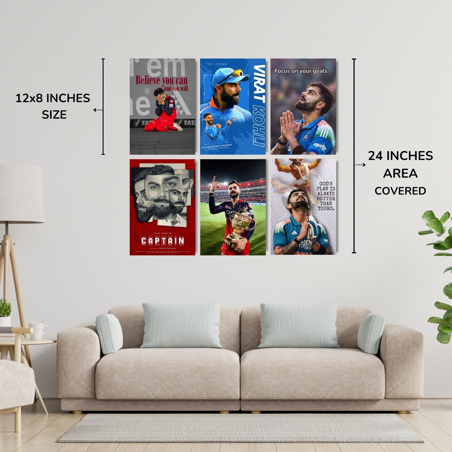 Posters Inc Cricket Posters Room Virat Kohli A4 Size Pack Of 6 Printed On 300 Gsm Matte Paper With Glue Dots Included Virat Kohli Poster For Room Wall Decoration For Bedroom