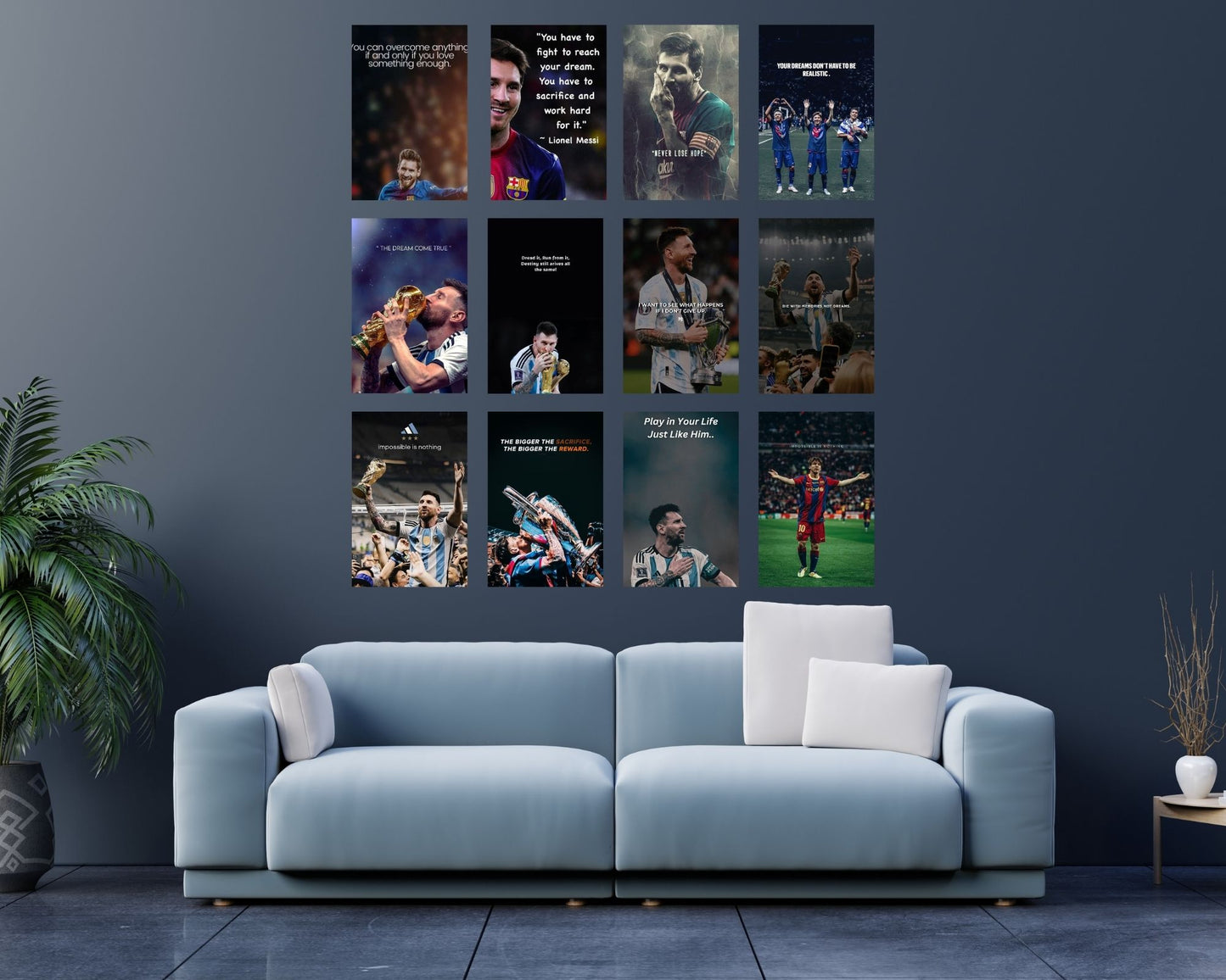 Posters Inc Messi Posters for Room Decor, Aesthetic Posters, Set of 12, 8x12 inch, Motivational Quotes, Matte Paper, 300 GSM, Birthday Gifts for Men/Boy