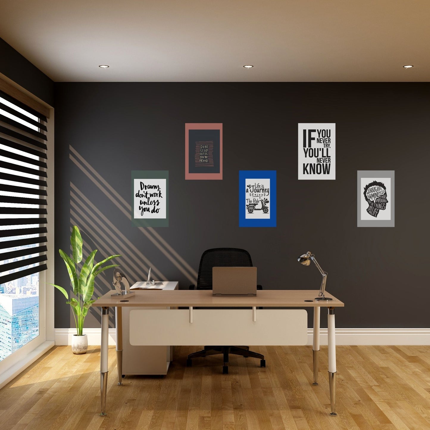 Posters Inc Pack of 54 Motivational Poster A6 Size 4x6 Inch, 300 GSM Matte Finish Inspirational Quote Wall Art Collage Kit Aesthetic Decor for Home Office Dorm Gym M5