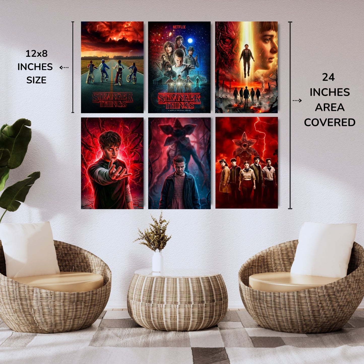 Aonami Stranger Things Poster Set A4 Pack of 6 Posters 300 GSM Matte Paper Glue Dots Included Stranger Things Wall Art Collection For Bedroom Study Room Hostel Decor Netflix Series Character Graphic Print
