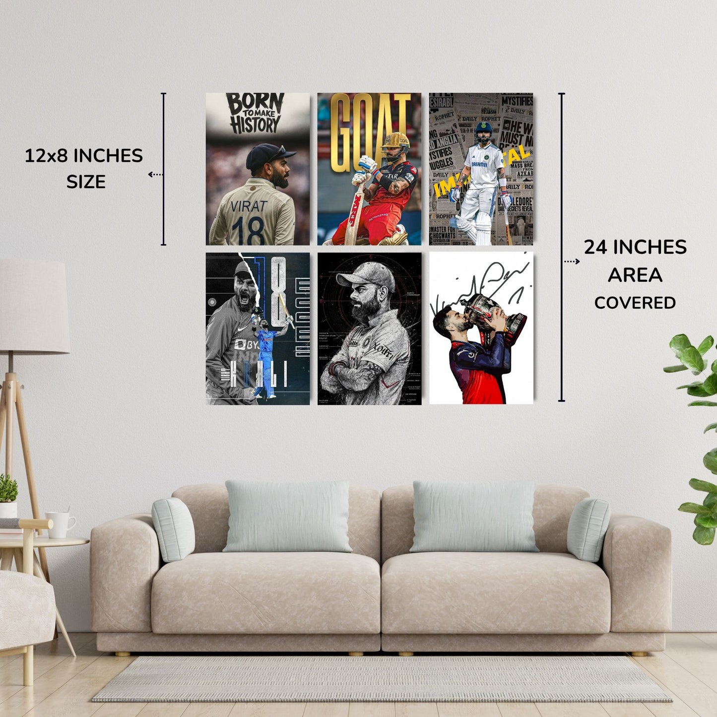 Posters Inc Virat Kohli Cricket Poster Set Of 6 A4 Size Posters Printed On 300 Gsm Matte Paper With Glue Dots Included Wall Decoration Poster For Hostel Room Study Room Decor