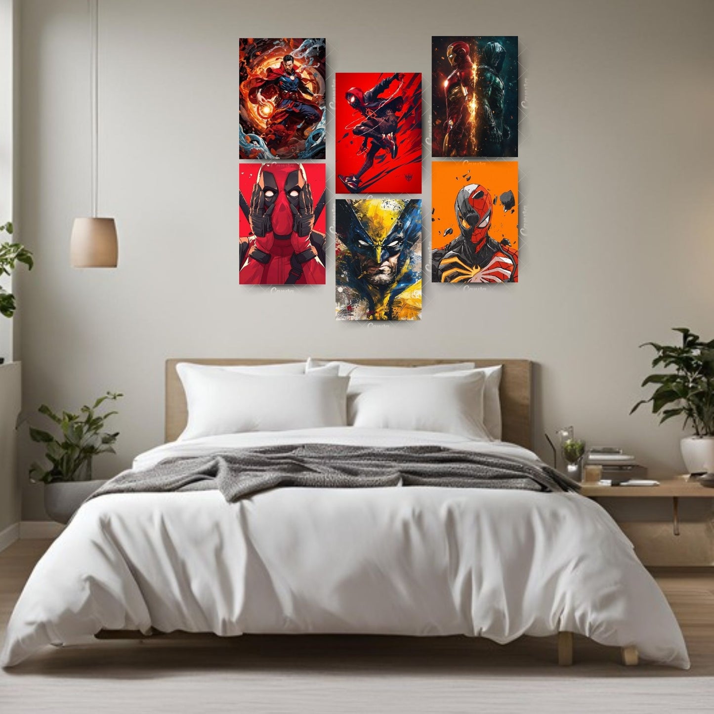 Posters Inc A4 Size Pack of 6 Superhero Poster on 300 GSM Matte Paper with Gluedots for Aesthetic Wall Art Decoration