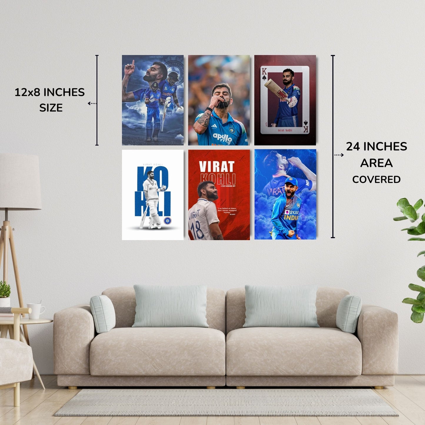 Posters Inc Cricket Posters Room Virat Kohli Wall Poster Set Of 6 A4 Size Printed On 300 Gsm Matte Paper With Glue Dots Included Wall Decoration Poster For Bedroom Workspace Study Setup