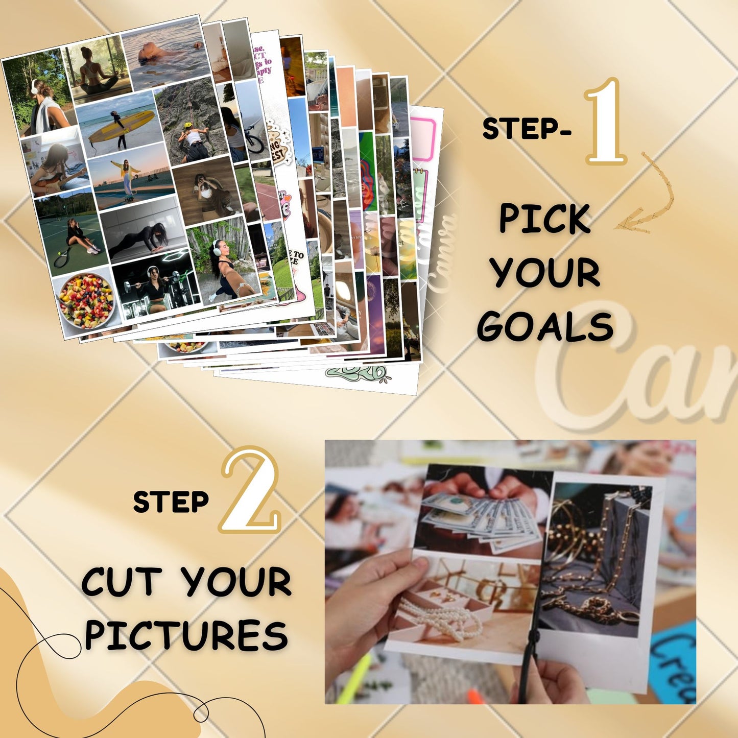 Posters Inc 2026 Vision Board for Manifestation Wall Posters 175 Elements Pack of 12 A4 Size 300 GSM Matte Paper for Wall, Bedroom, Hostel Motivational Life Goals Quotes Daily Affirmations Collection For Girls With Glue Dots Adhesive