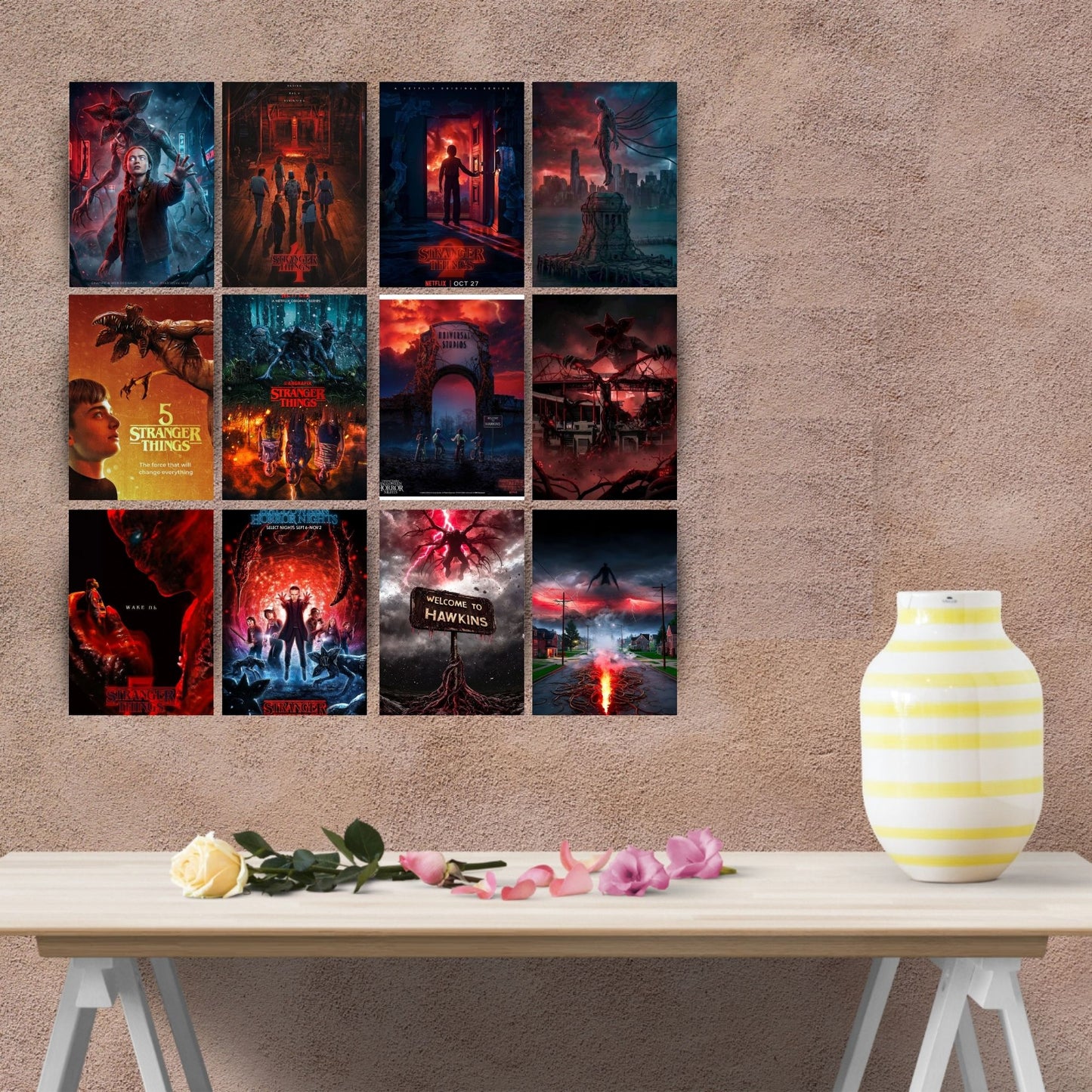 Aonami Stranger Things Artistic Print Bundle A4 Set of 12 on 300 GSM Matte Paper Enhance Bedroom, Office & Study Space with Stylish Wall Decor