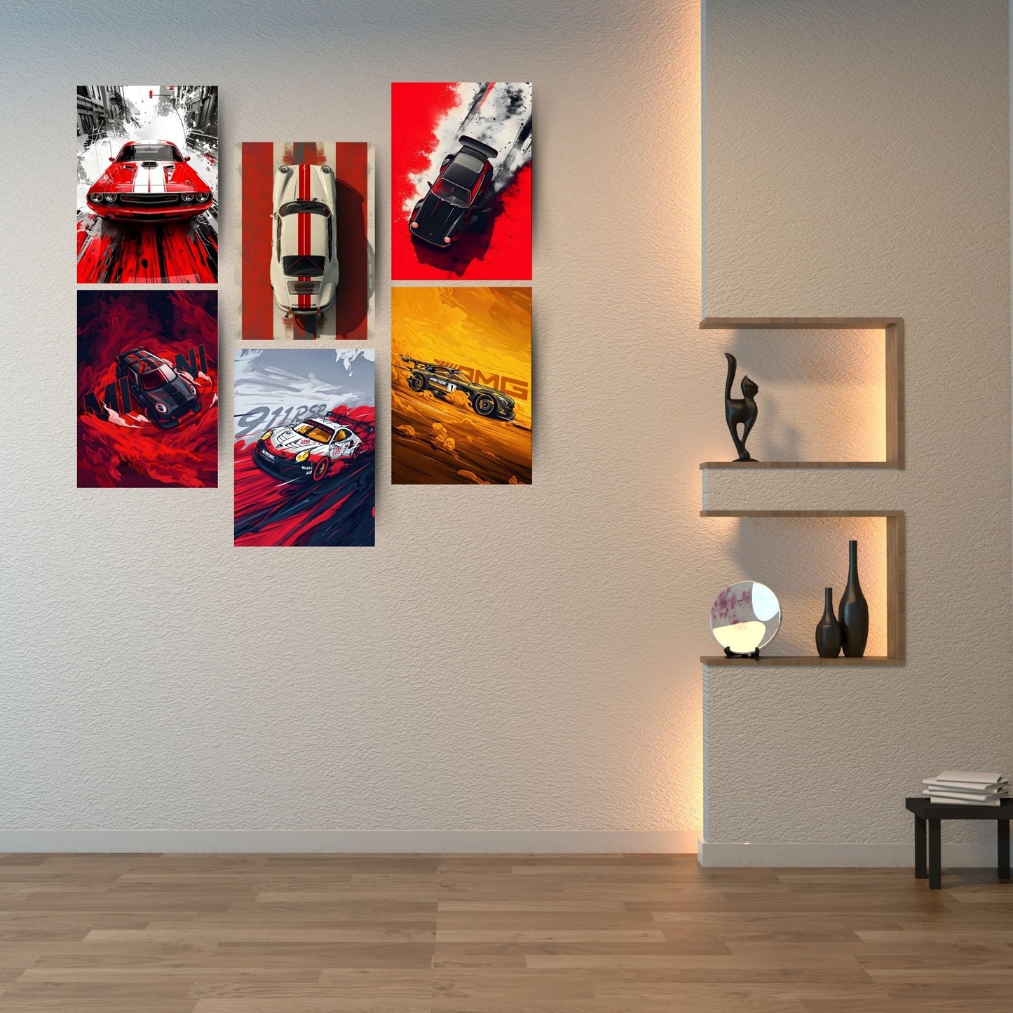Posters Inc Paper A4 Super Cars Poster Pack of 6 - Room Decor Aesthetic Stuff, Wall Stickers For Home Decoration of Living Room, Bedroom & Office For Motor Sport Enthusiasts - With Glue Dots