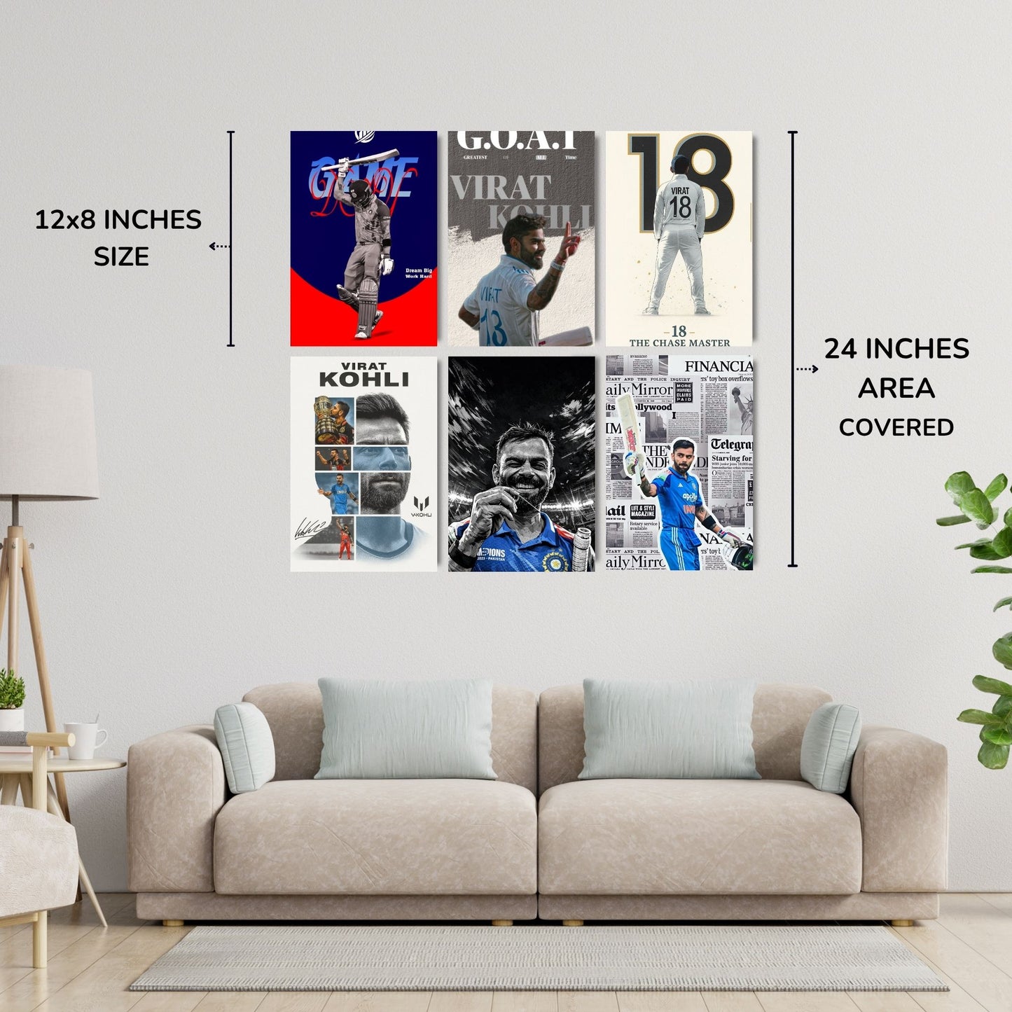 Posters Inc Virat Kohli Poster For Room A4 Size Pack Of 6 Posters Printed On 300 Gsm Matte Paper With Glue Dots Included Virat Kohli Wall Poster Set Cricket Posters Room Decoration For Bedroom