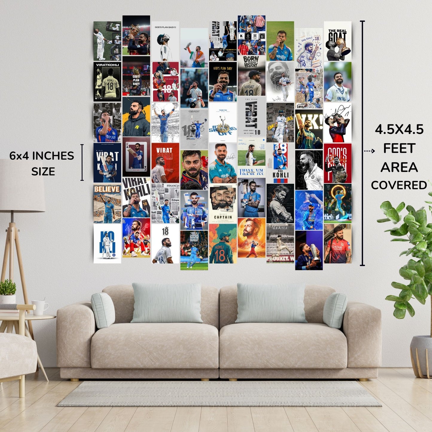 Posters Inc Virat Kohli Poster For Room A6 Size 300 Gsm Matte Paper Virat Kohli Wall Poster Set Of 54 Wall Decoration Poster For Wall Decor Cricket Posters Room Glue Dots Included