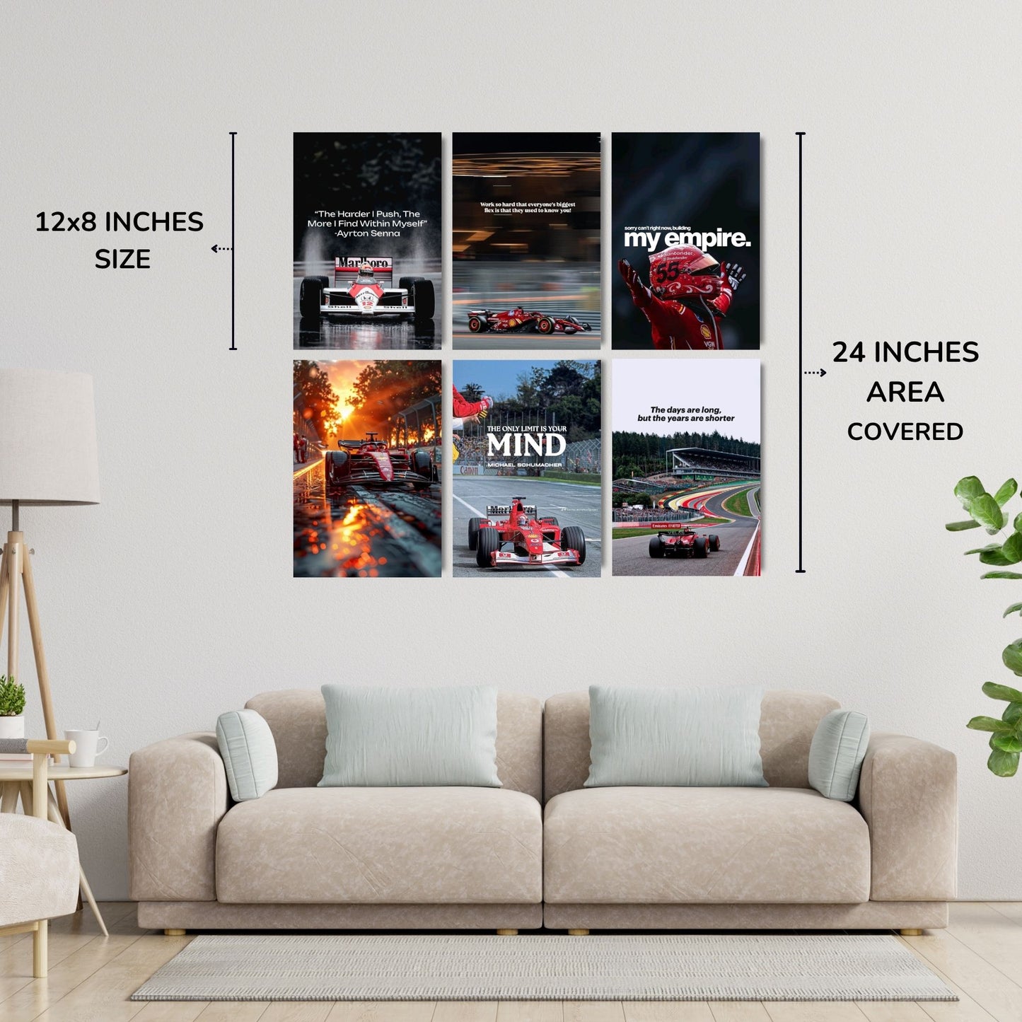 Posters Inc A4 Posters For Wall F1 Formula Racing Motivation Poster Set Of 6 Printed On 300 Gsm Matte Paper With Glue Dots Included For Room Decor Study Office Workspace Setup
