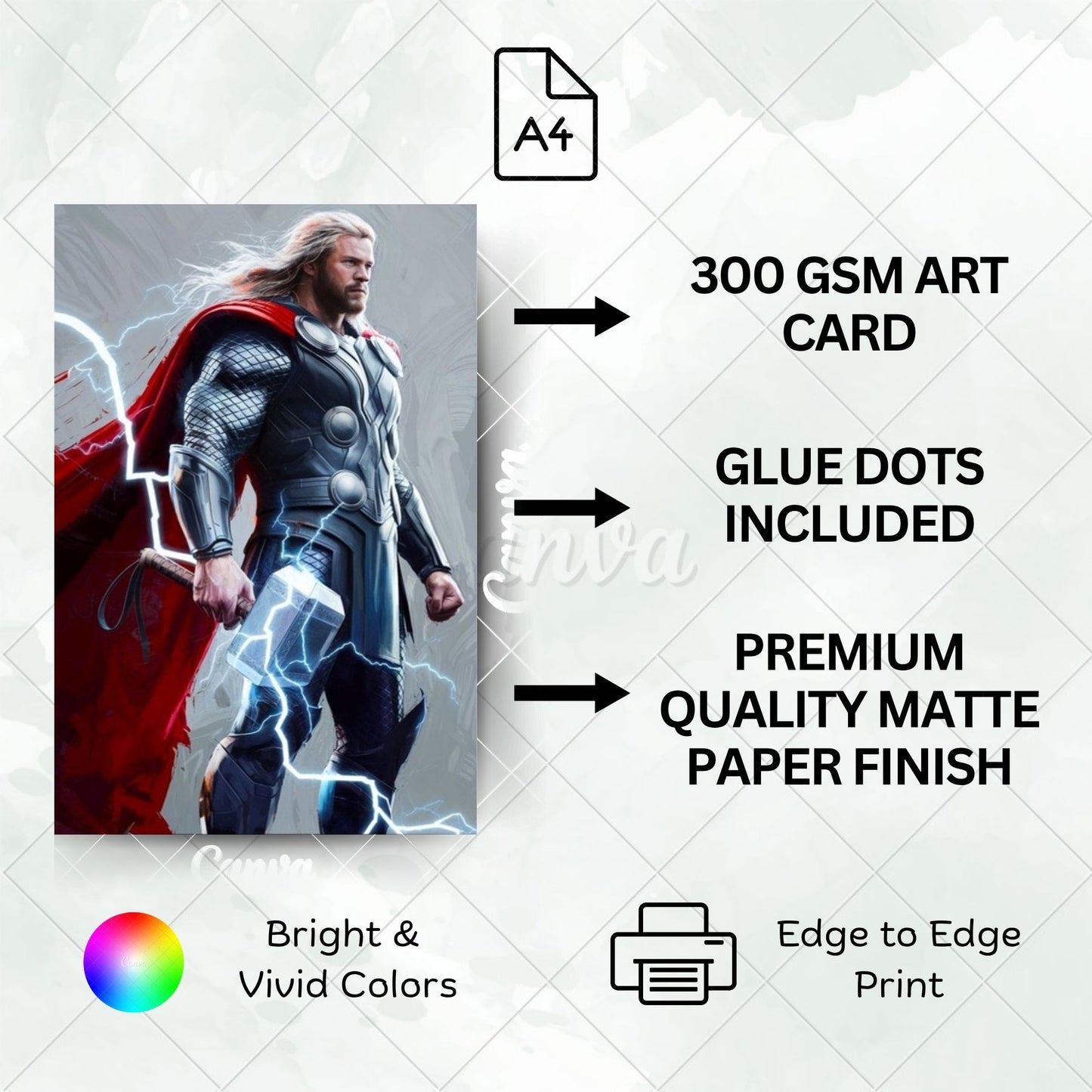 Posters Inc A4 Size Pack of 6 Superhero Poster on 300 GSM Matte Paper with Gluedots for Aesthetic Wall Art Decoration