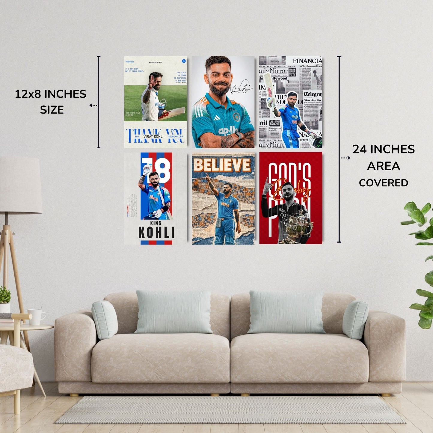 Posters Inc Posters For Room Virat Kohli A4 Size Pack Of 6 Posters Printed On 300 Gsm Matte Paper With Glue Dots Included Cricket Wall Decoration Poster For Study And Office