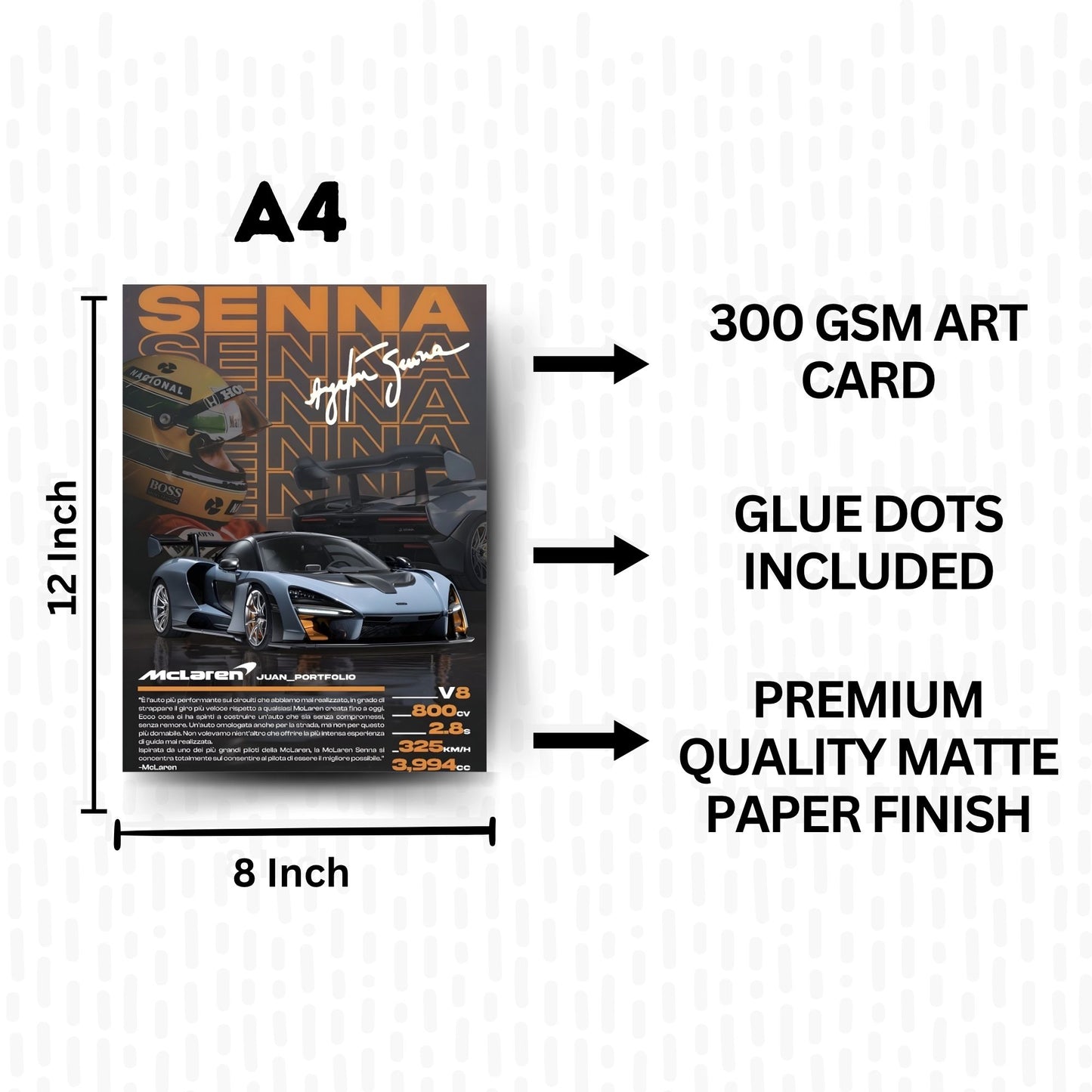 Posters Inc A4 Super Cars Poster Pack of 6 - Room Decor Aesthetic Stuff, Wall Stickers For Home Decoration of Living Room, Bedroom & Office For Motor Sport Enthusiasts - With Glue Dots