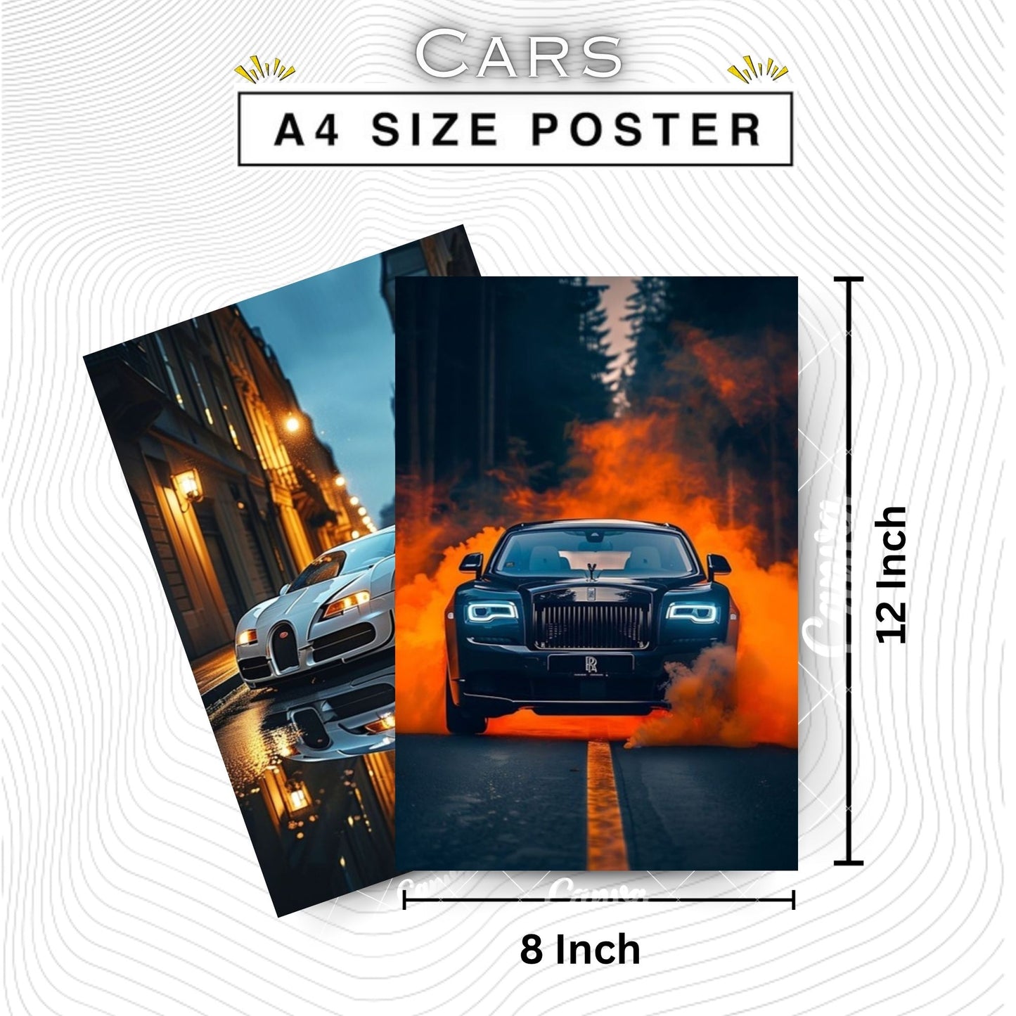 Posters Inc A4 Cars Posters Pack of 6 Stylish Wall Decor for Living Room, Bedroom & Office, Perfect for Automobile Enthusiasts – Glue Dots Included
