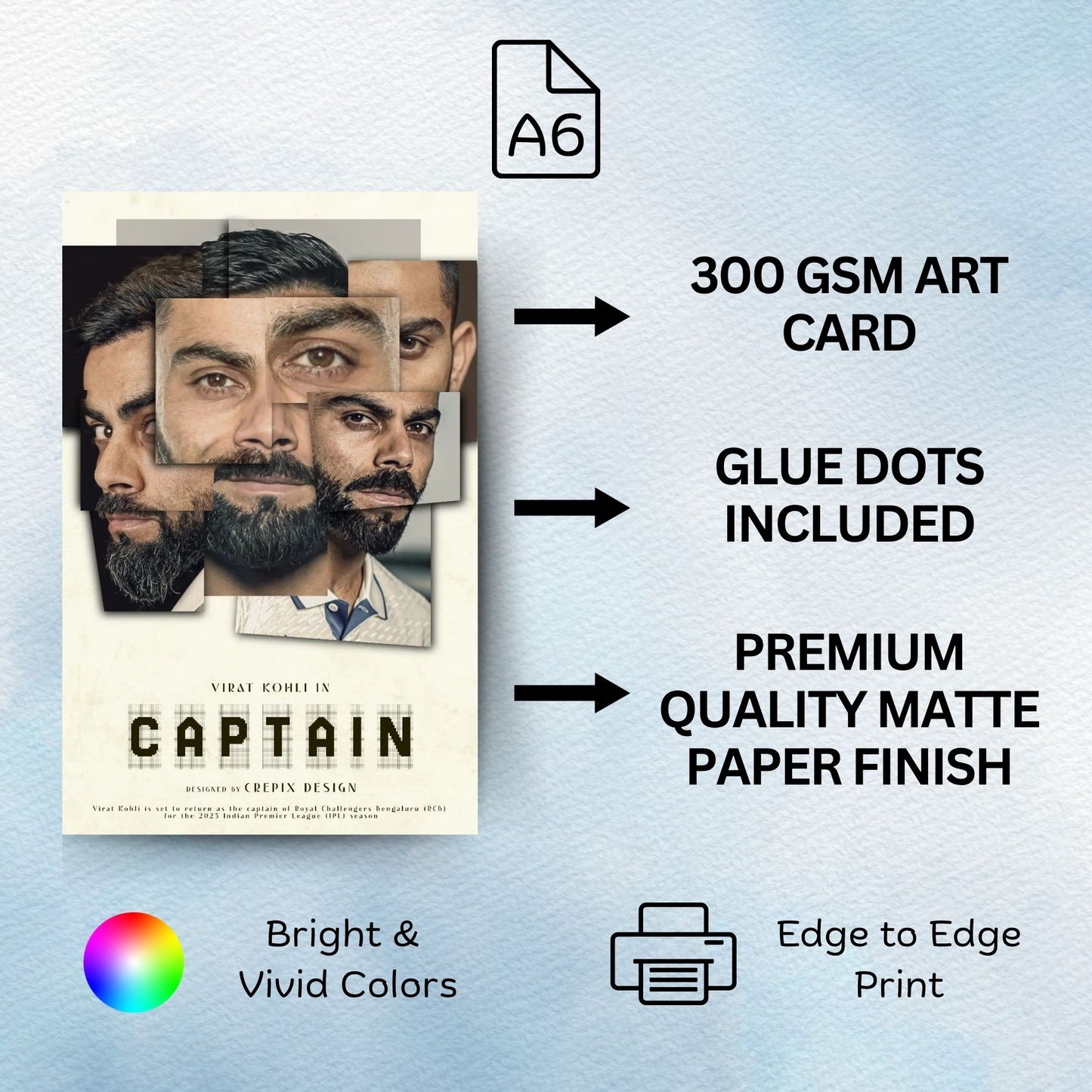 Posters Inc Virat Kohli Poster For Room A6 Size 300 Gsm Matte Paper Virat Kohli Wall Poster Set Of 54 Wall Decoration Poster For Wall Decor Cricket Posters Room Glue Dots Included