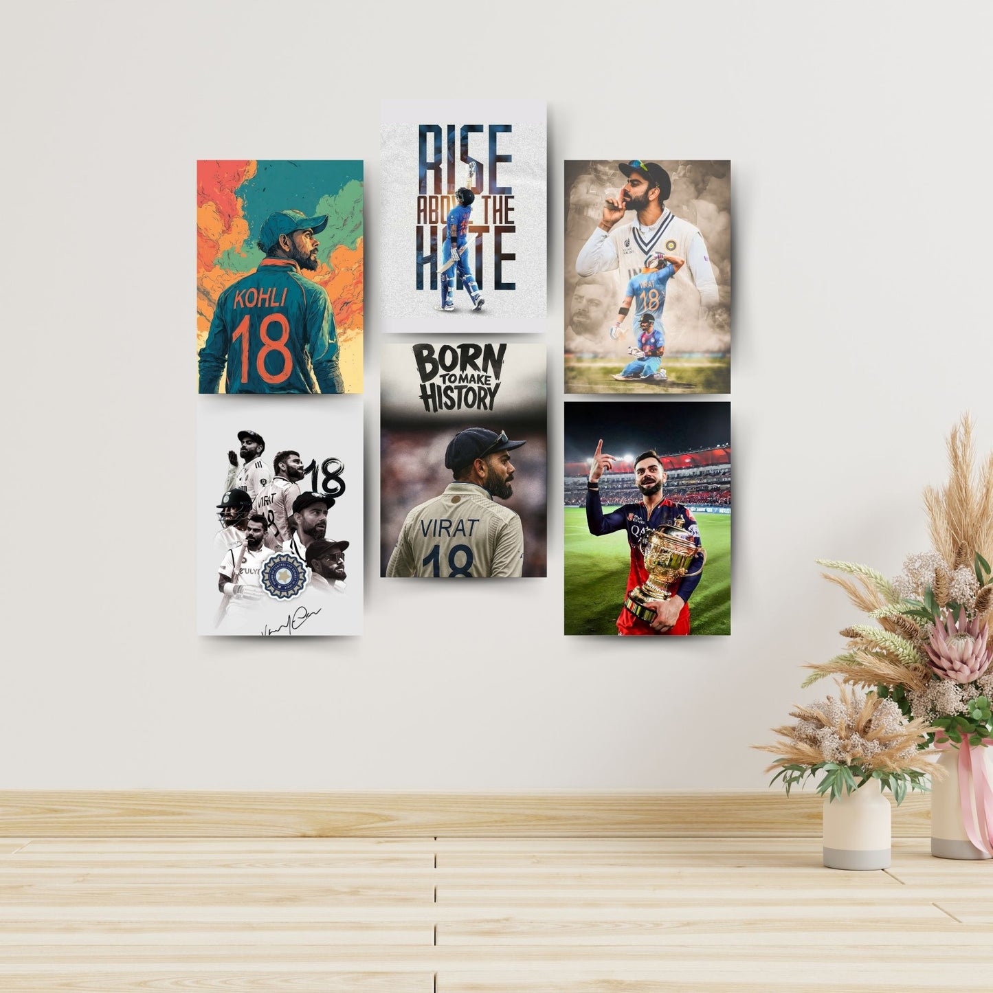 Posters Inc Virat Kohli Posters For Room A4 Size Pack Of 6 Posters Printed On 300 Gsm Matte Paper With Glue Dots Included Wall Decoration Poster For Bedroom Study Room Office Cricket Theme