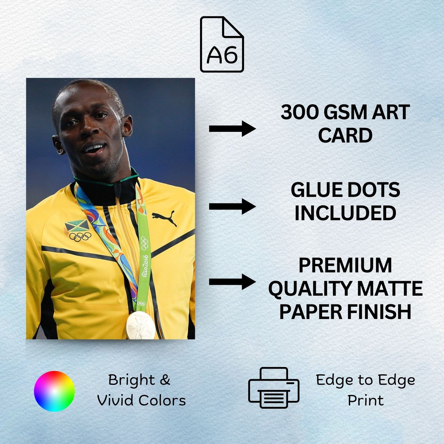 Posters Inc A6 Size Pack Of 54 Usain Bolt Wall Posters For Gym Room Decor Includes Glue Dots Featuring Running Champion Artwork Motivational Athletic Design Fitness Inspiration Decoration Se
