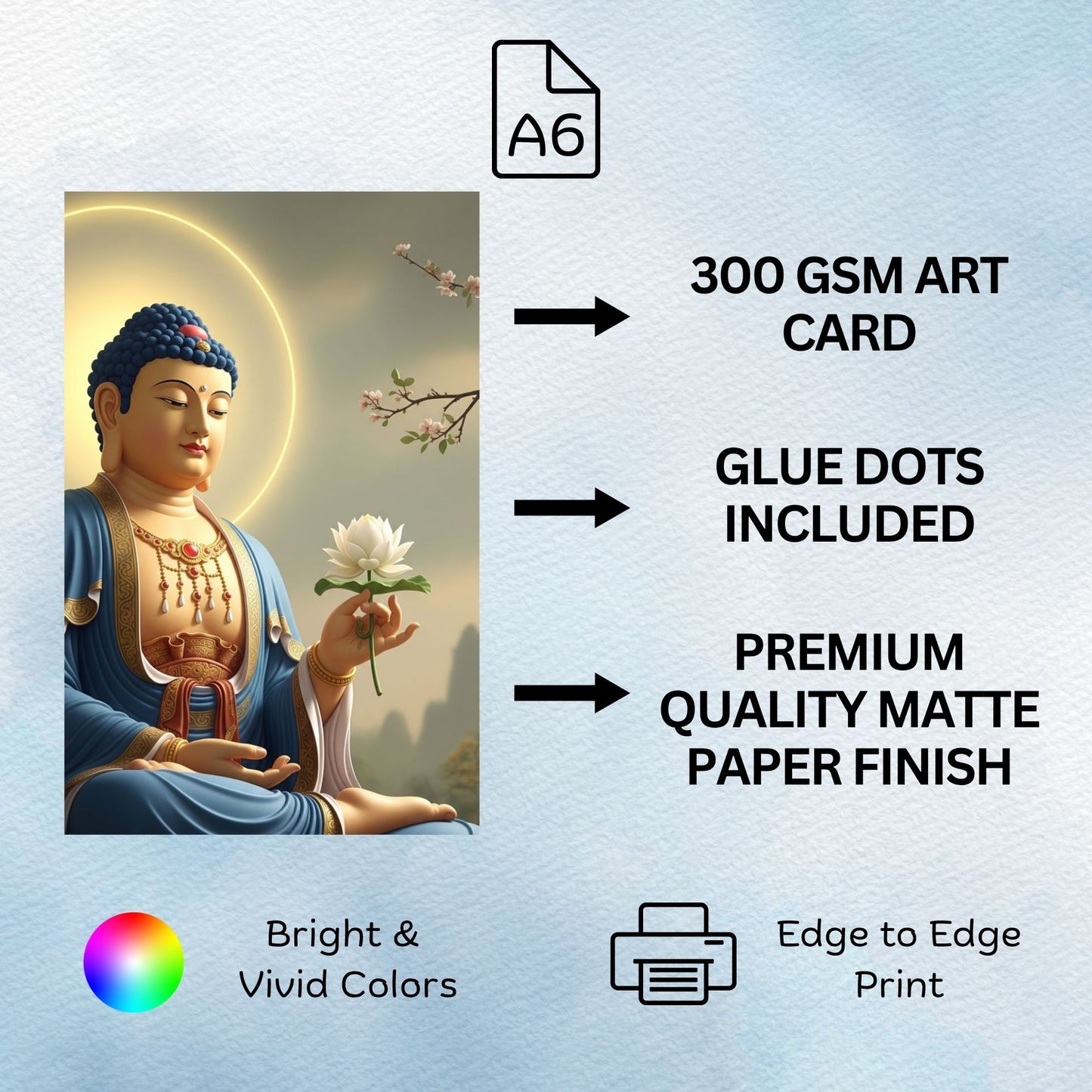 Posters Inc A6 Size Pack Of 54 Buddha Wall Art Prints For Spiritual Room Decor Includes Glue Dots Featuring Peaceful Meditation Design Serene Energy Display And Mindfulness Home Accent