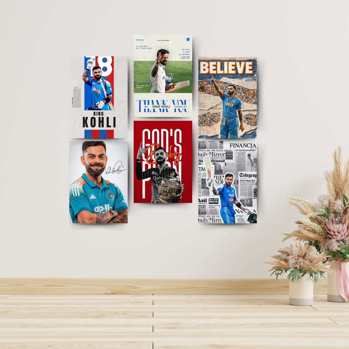 Posters Inc Posters For Room Virat Kohli A4 Size Pack Of 6 Posters Printed On 300 Gsm Matte Paper With Glue Dots Included Cricket Wall Decoration Poster For Study And Office