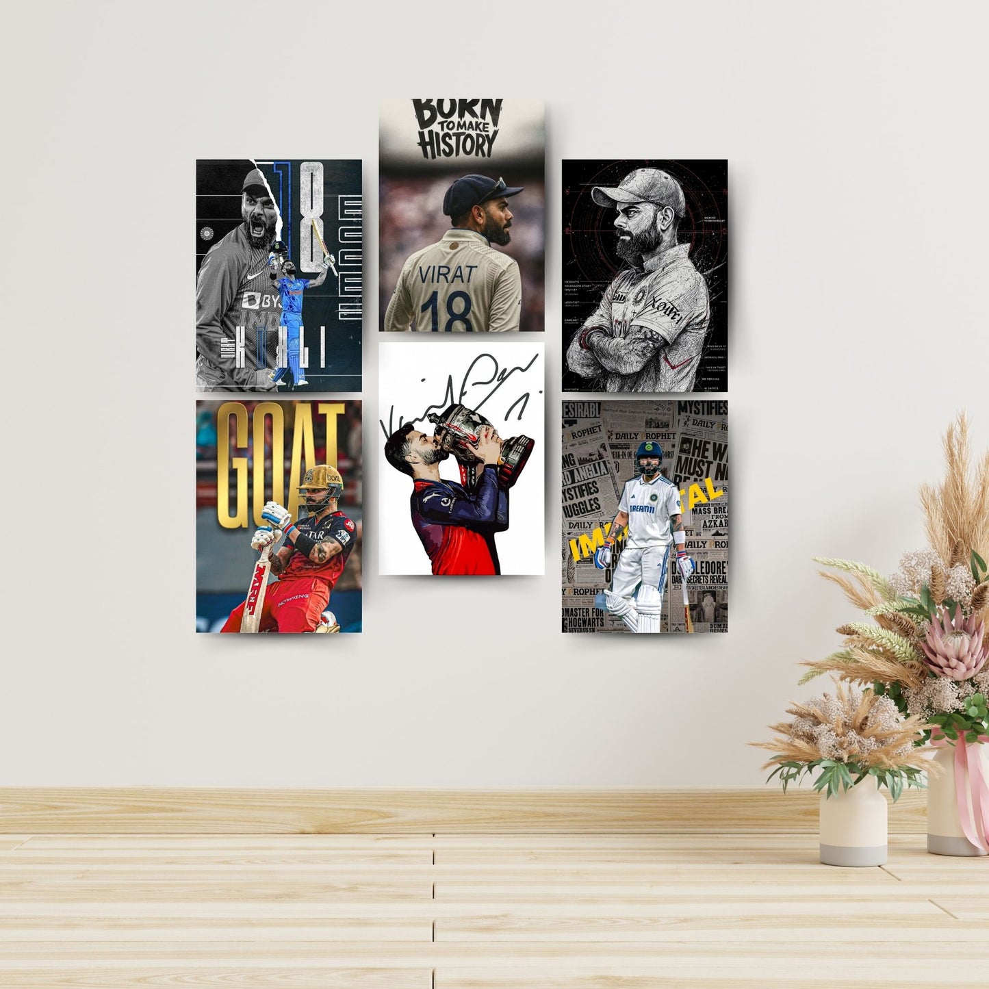 Posters Inc Virat Kohli Cricket Poster Set Of 6 A4 Size Posters Printed On 300 Gsm Matte Paper With Glue Dots Included Wall Decoration Poster For Hostel Room Study Room Decor