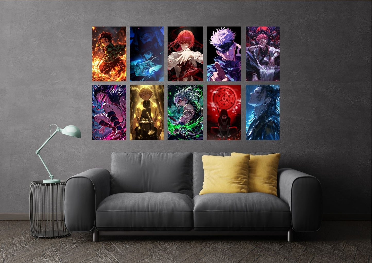 Posters Inc Naruto, Death Note, Goku, Vegeta Neon Anime Posters for Wall, Aesthetic Home Decor Items for Living Room, Birthday Gifts for Men, 300 GSM HD Quality Print A4 Size Set of 10 with Glue Dots