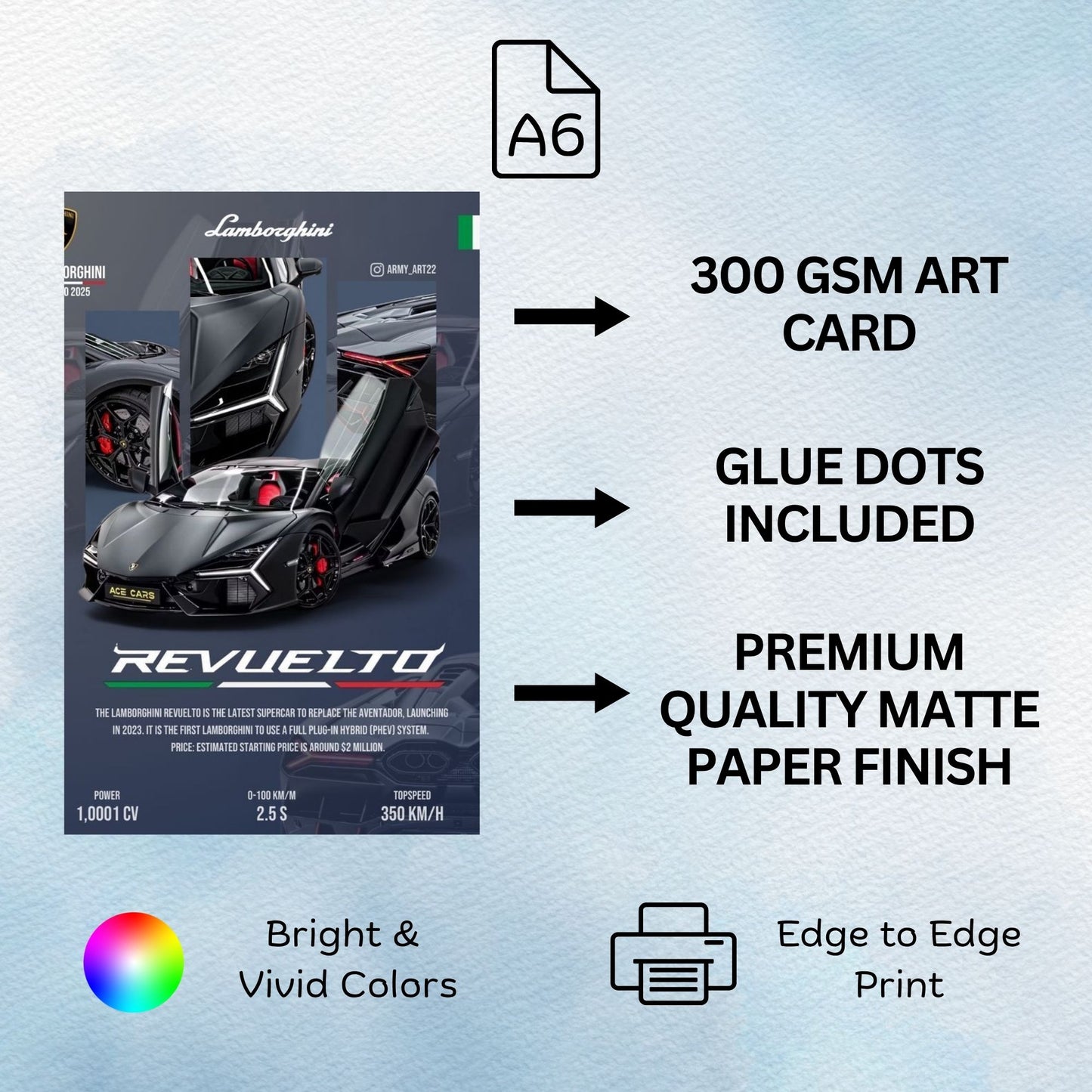 Posters Inc Exotic Performance Speed Machine Artwork A6 Mini Print Bundle Of 54 Modern Motorsport Theme Decoration For Home Office Teen Space Display Includes Easy Mount Glue Dots Pack