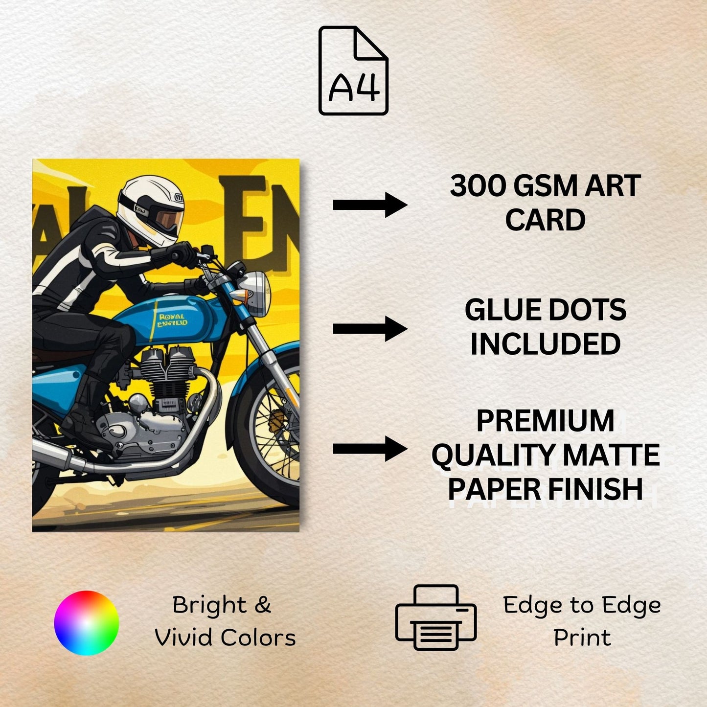 Posters Inc A4 Motorcycle Posters Pack Of 3 On 300 Gsm Matte Paper With Glue Dots Included Royal Enfield Inspired Poster Aesthetic Wall Decoration