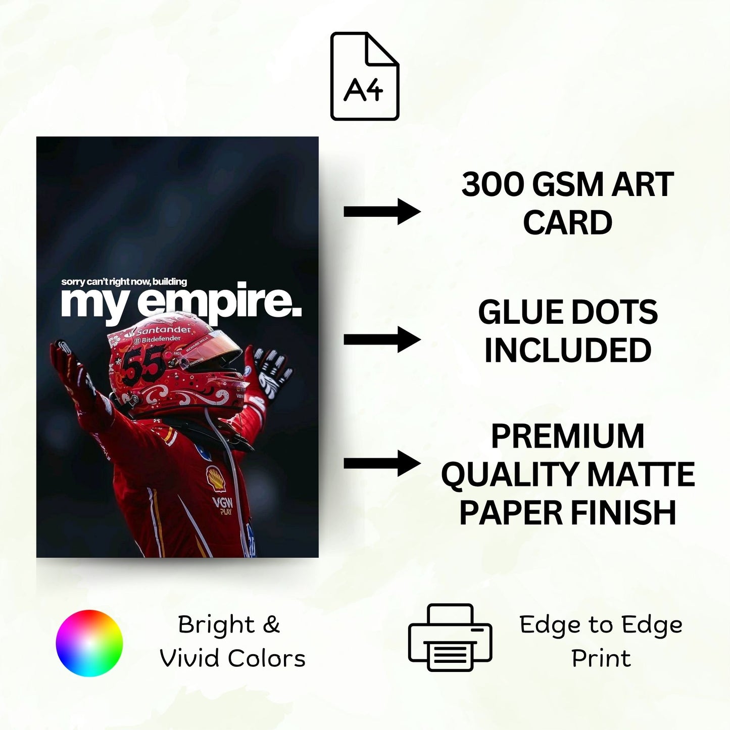 Posters Inc A4 Posters For Wall F1 Formula Racing Motivation Poster Set Of 6 Printed On 300 Gsm Matte Paper With Glue Dots Included For Room Decor Study Office Workspace Setup