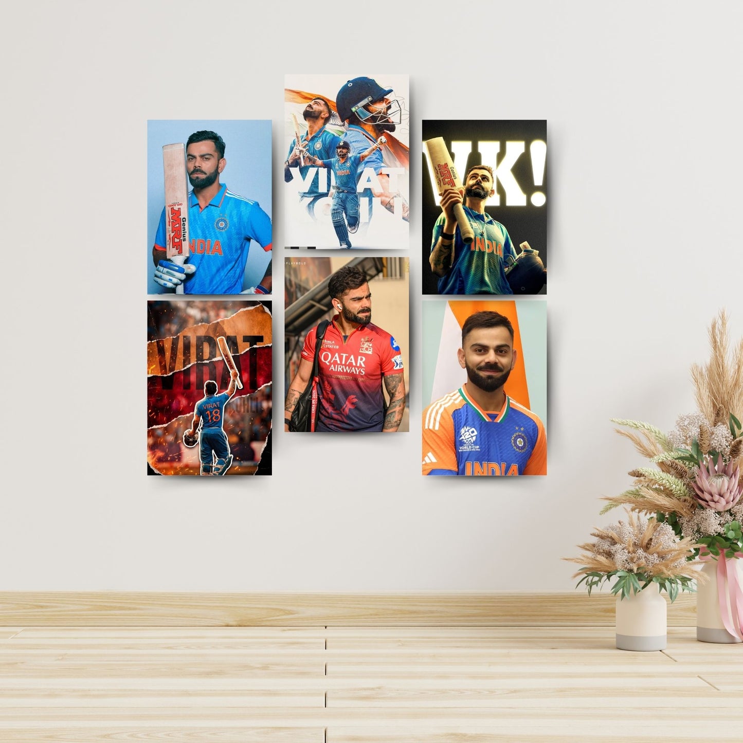 Posters Inc Virat Kohli Poster For Room 300 Gsm Matte Paper A4 Size Pack Of 6 Posters Virat Kohli Wall Poster Set Of 6 Wall Decoration Poster For Wall Decoration Cricket Posters Room Glue Dots Included