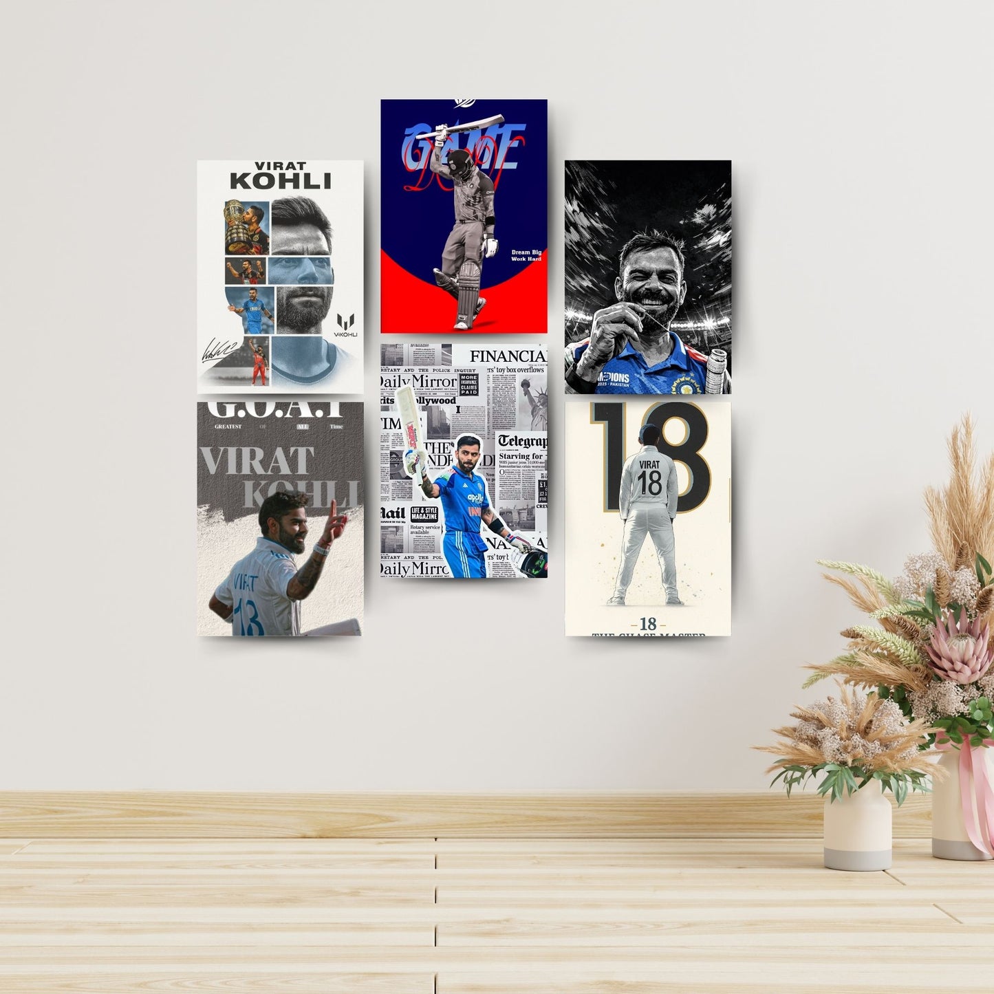 Posters Inc Virat Kohli Poster For Room A4 Size Pack Of 6 Posters Printed On 300 Gsm Matte Paper With Glue Dots Included Virat Kohli Wall Poster Set Cricket Posters Room Decoration For Bedroom