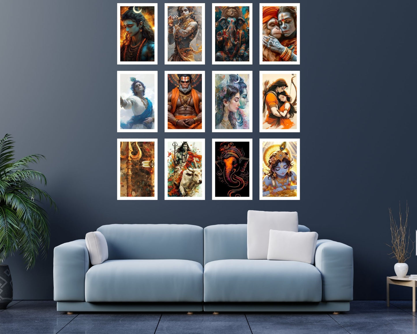 Posters Inc Set of 12 Powerful God Wallart Poster, God Wall Sticker for Home decor, HD Quality Print on 300 GSM A4 Size 8 * 12 Inch, Glue Dots Included, God Posters for Wall