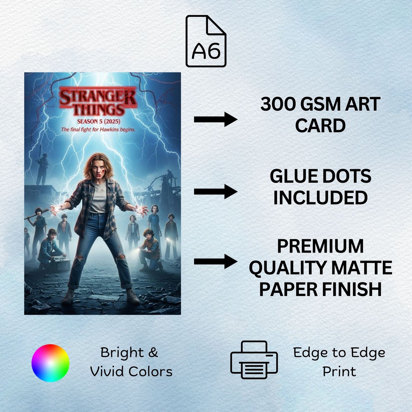 Aonami Stranger Things Aesthetic Wall Poster Set A6 Size Pack of 54 Posters 300 GSM Matte Paper Premium HD Print Stranger Things Bedroom Wall Art Decor for Study Room Office Desk Setup Glue Dots Included