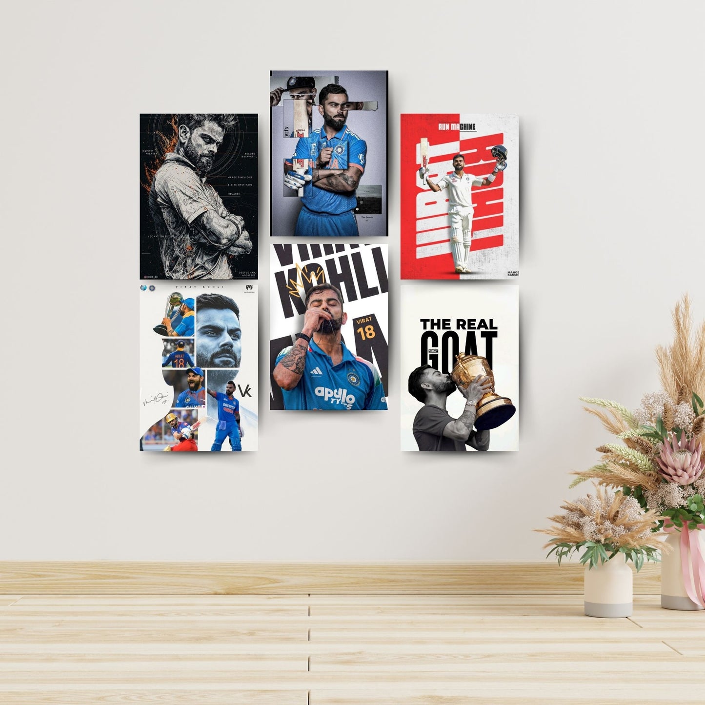 Posters Inc Virat Kohli Poster For Room A4 Size Pack Of 6 Posters Printed On 300 Gsm Matte Paper With Glue Dots Included Virat Kohli Wall Poster Set Of 6 Cricket Posters Room Decoration