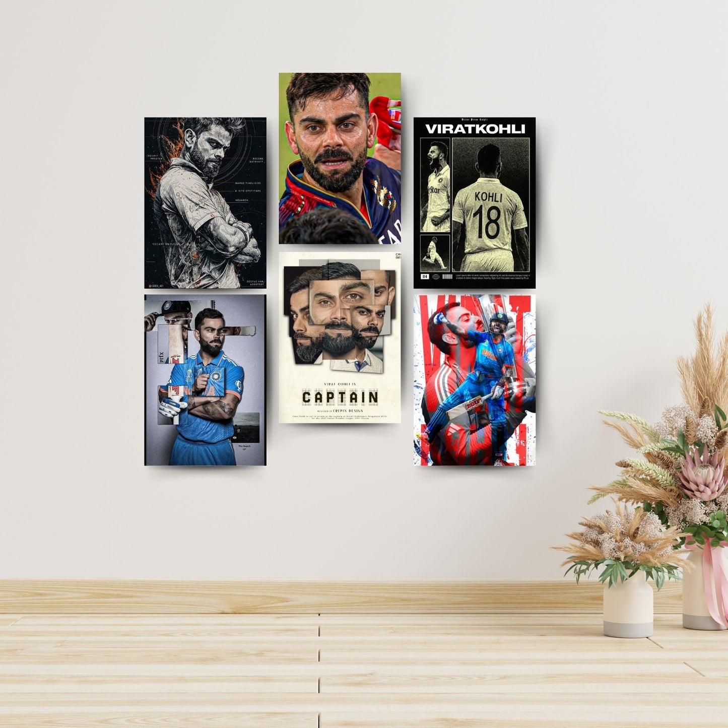 Posters Inc Virat Kohli Cricket Wall Poster A4 Size Pack Of 6 Printed On 300 Gsm Matte Paper With Glue Dots Included Posters For Room Aesthetic Sports Decor For Living Room