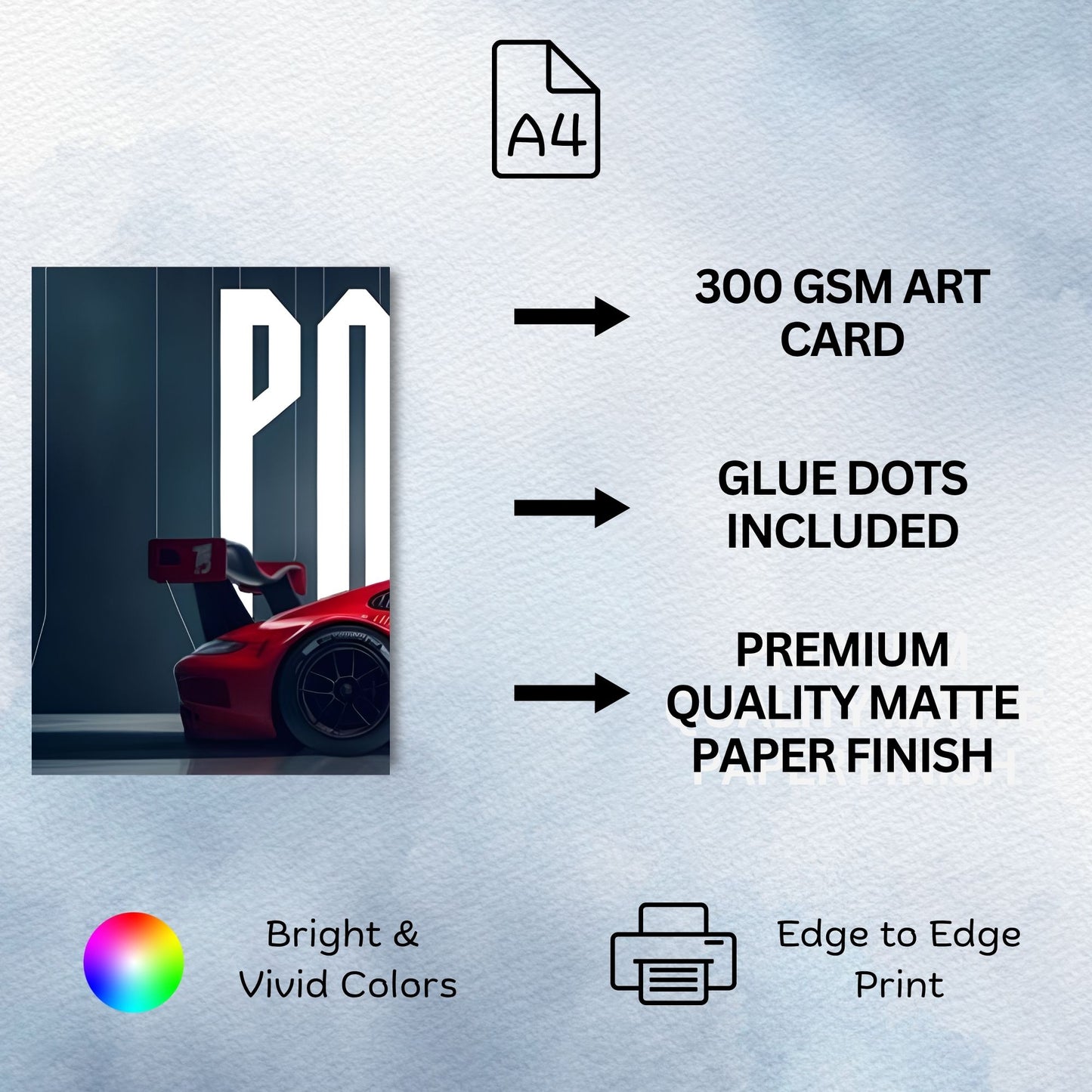Posters Inc A4 Porsche 911 Design Posters For Wall On 300 Gsm Matte Paper Pack Of 4 Glue Dots Included Aesthetic Car Decor For Room Interior Styling And Modern Display