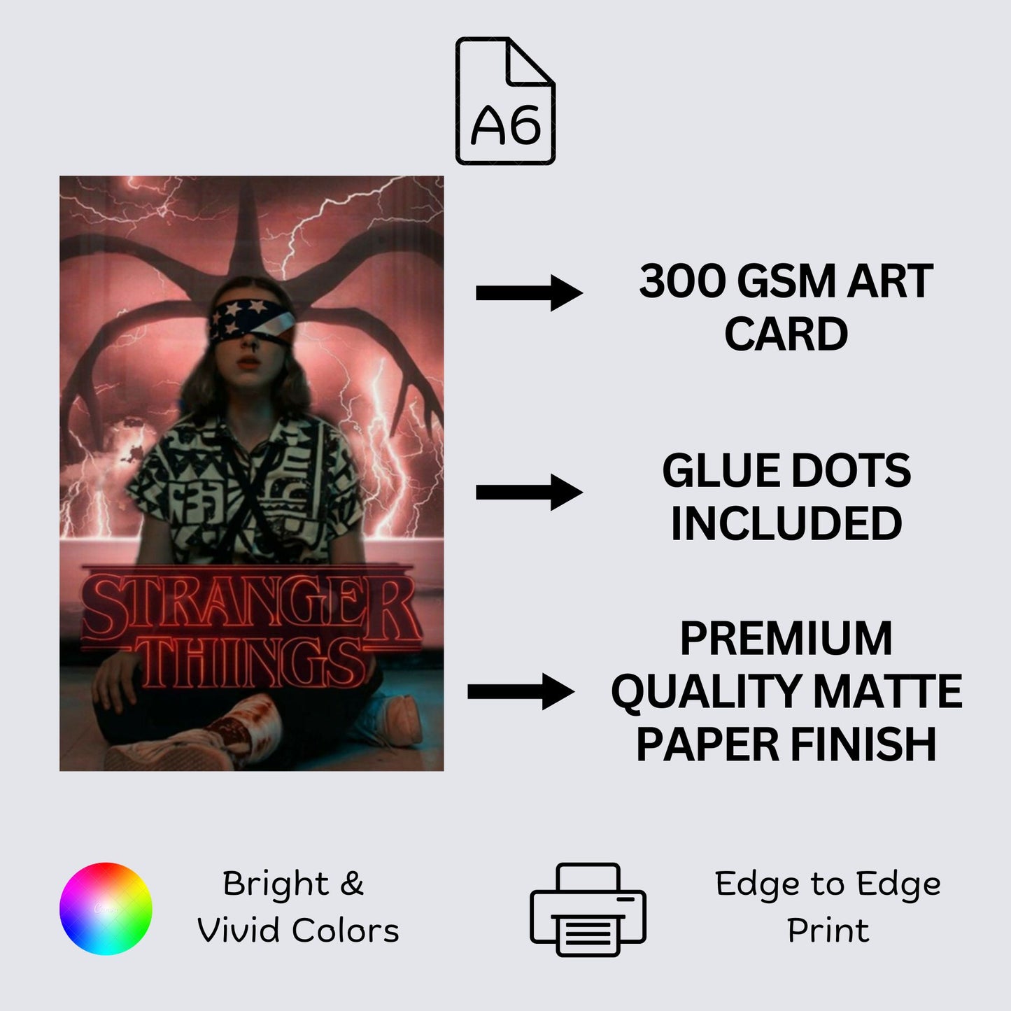 Posters Inc A6 Size Pack Of 27 Stranger Things Graphic Prints Featuring Dark Neon Illustration Eighties Horror Mood Netflix Fandom Decor Includes Glue Dots